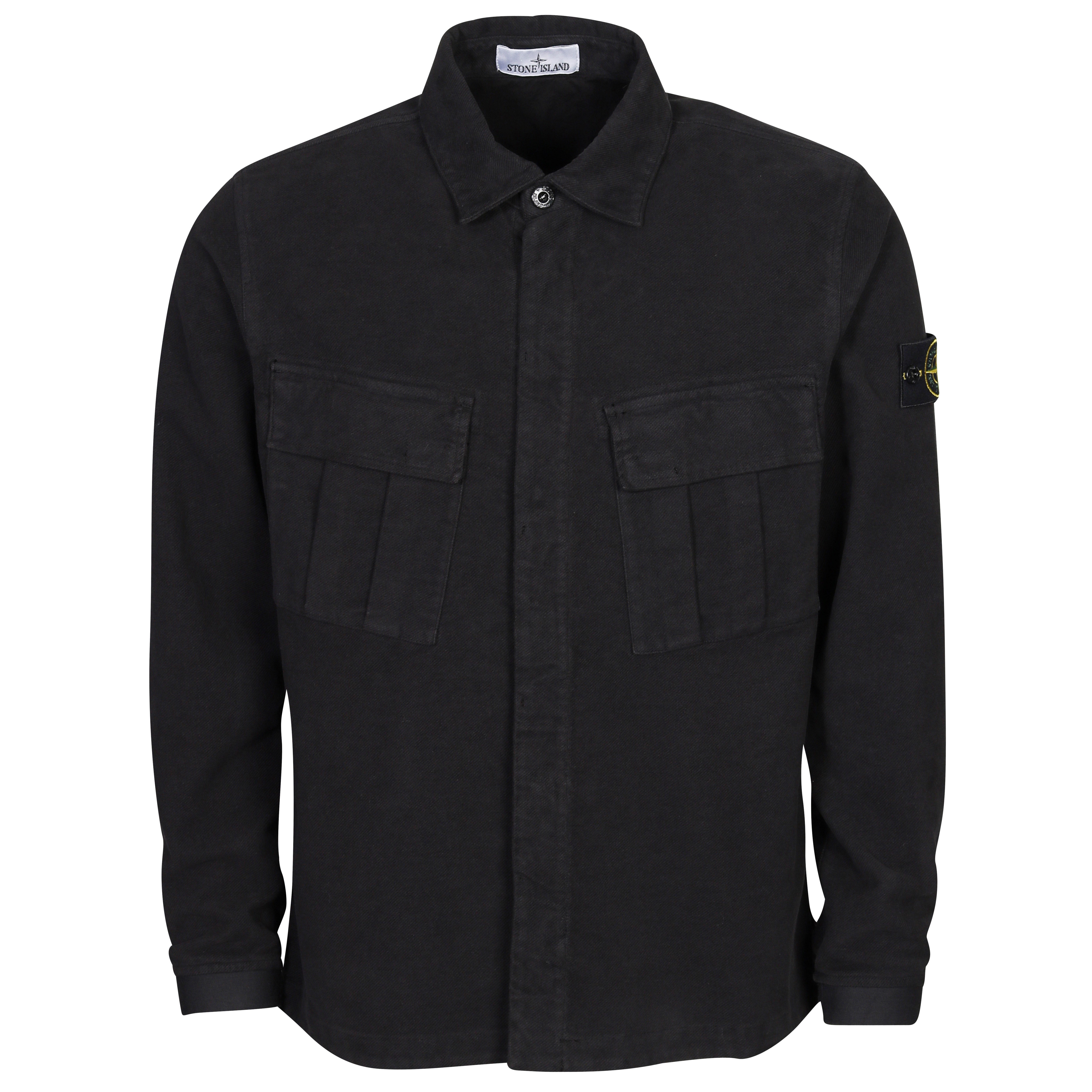 Stone Island Cotton Twill Overshirt in Black