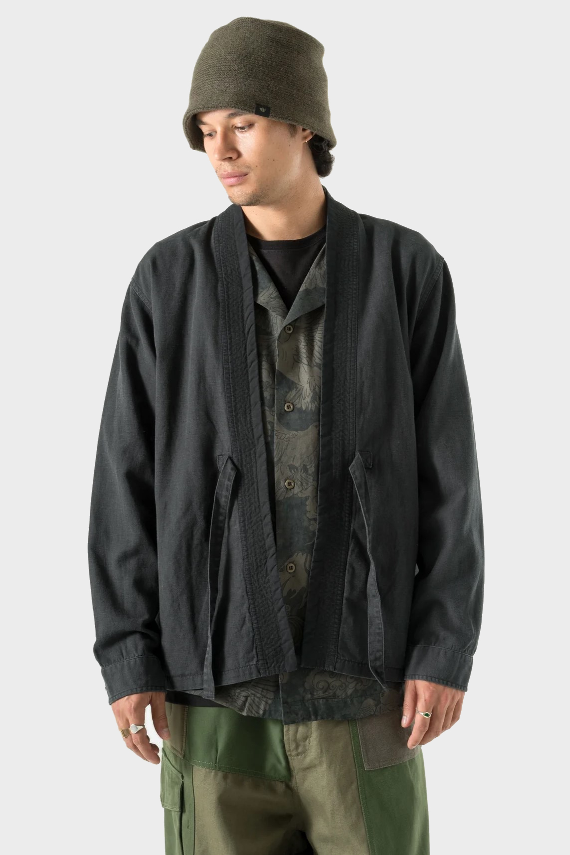 MAHARISHI 4605 Hemp Hanten Shirt in Black MAHARISHI 4605 Hemp Hanten Shirt in Black