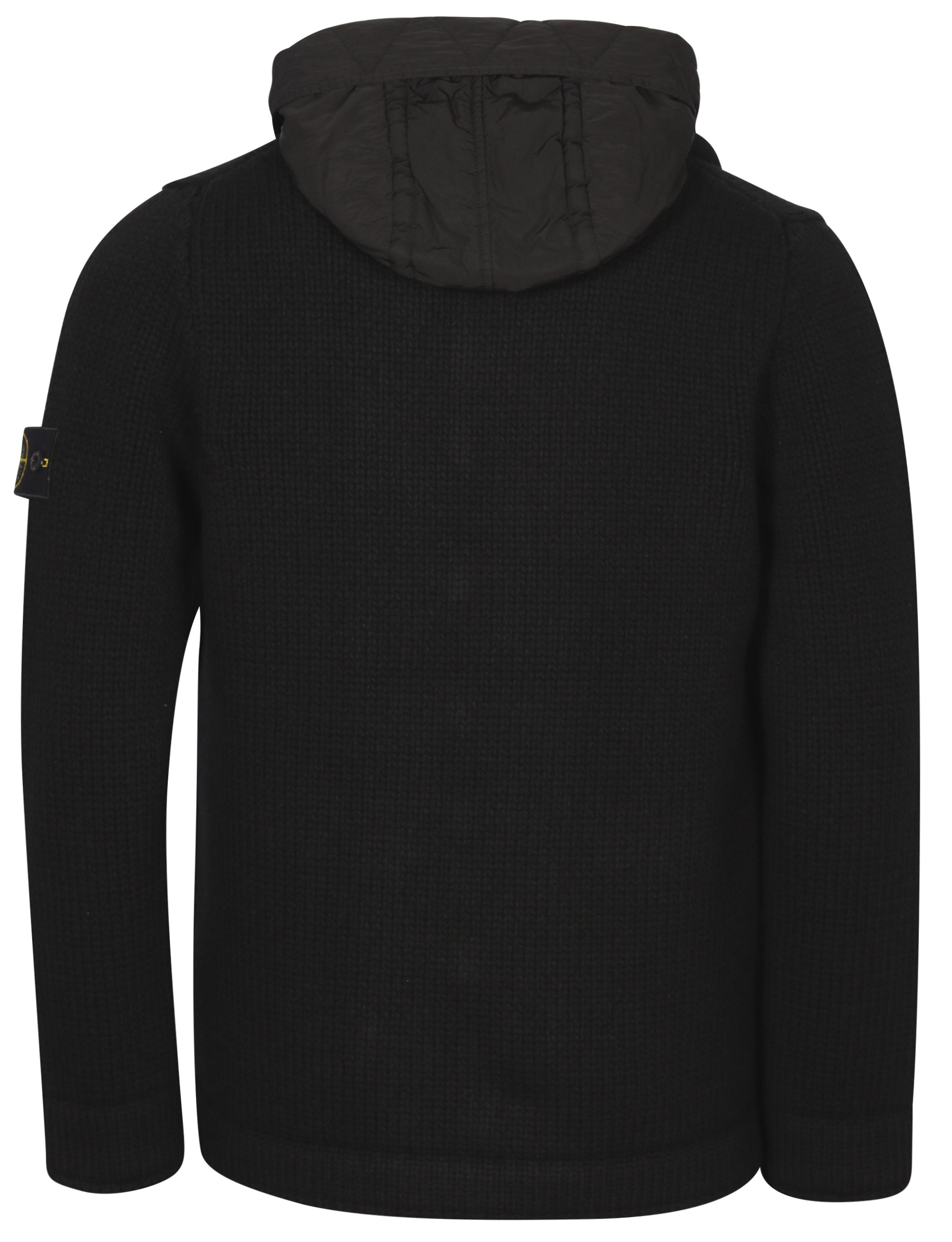 Stone Island Knit Caban With Detachable Hood Black