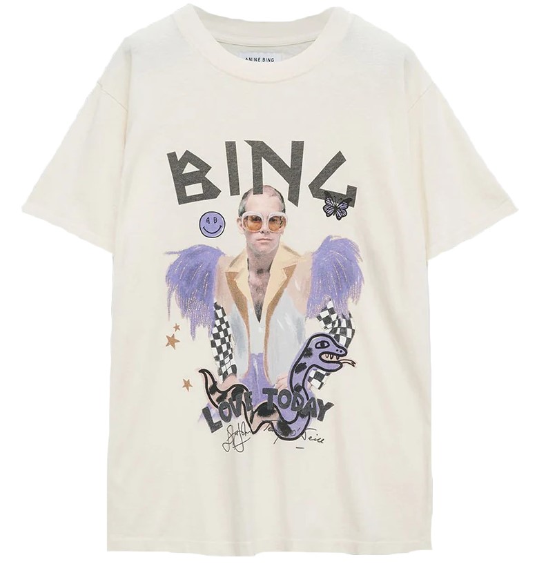 ANINE BING Lily Tee Elton John in Cream