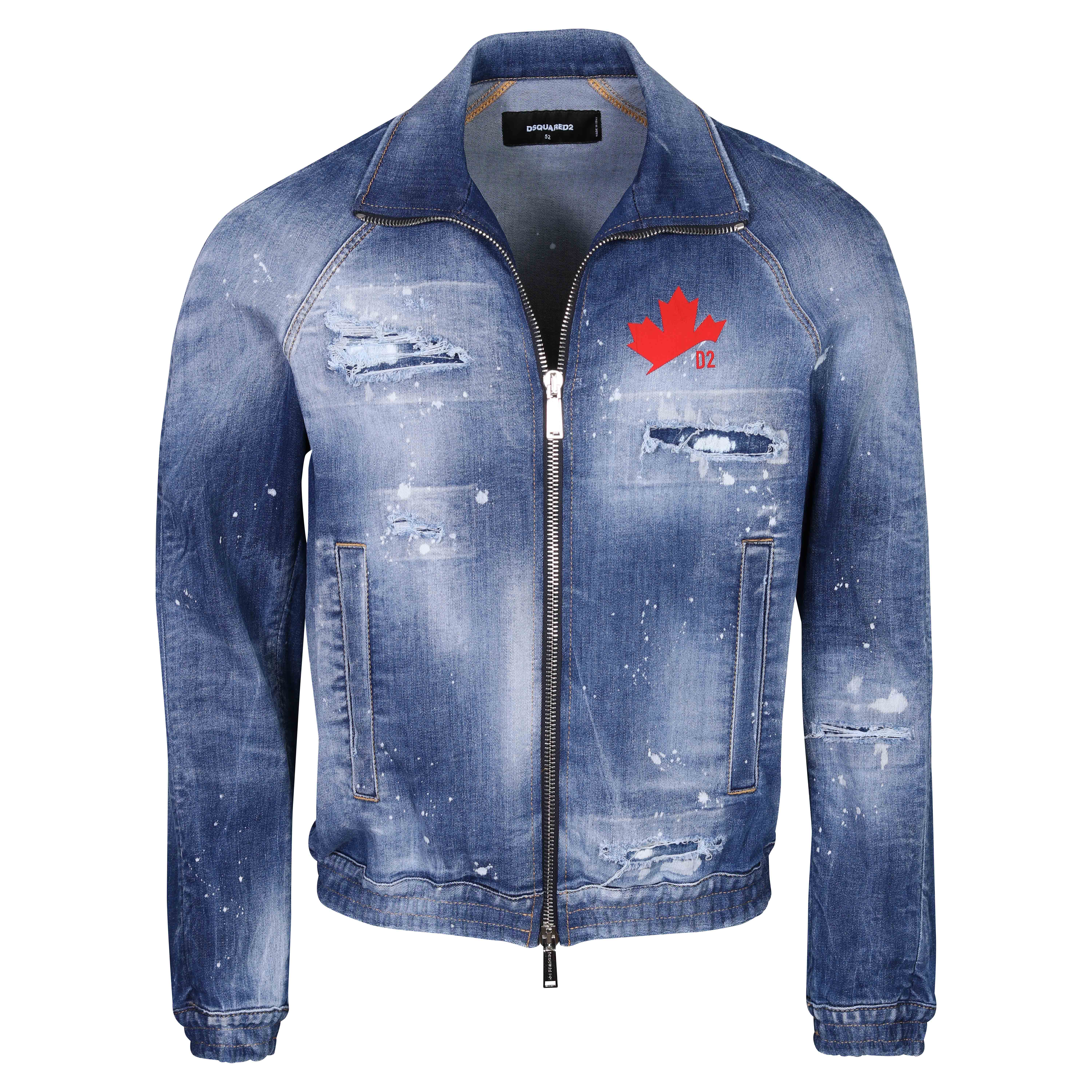 Dsquared Bomber Denim Jacket Blue Washed