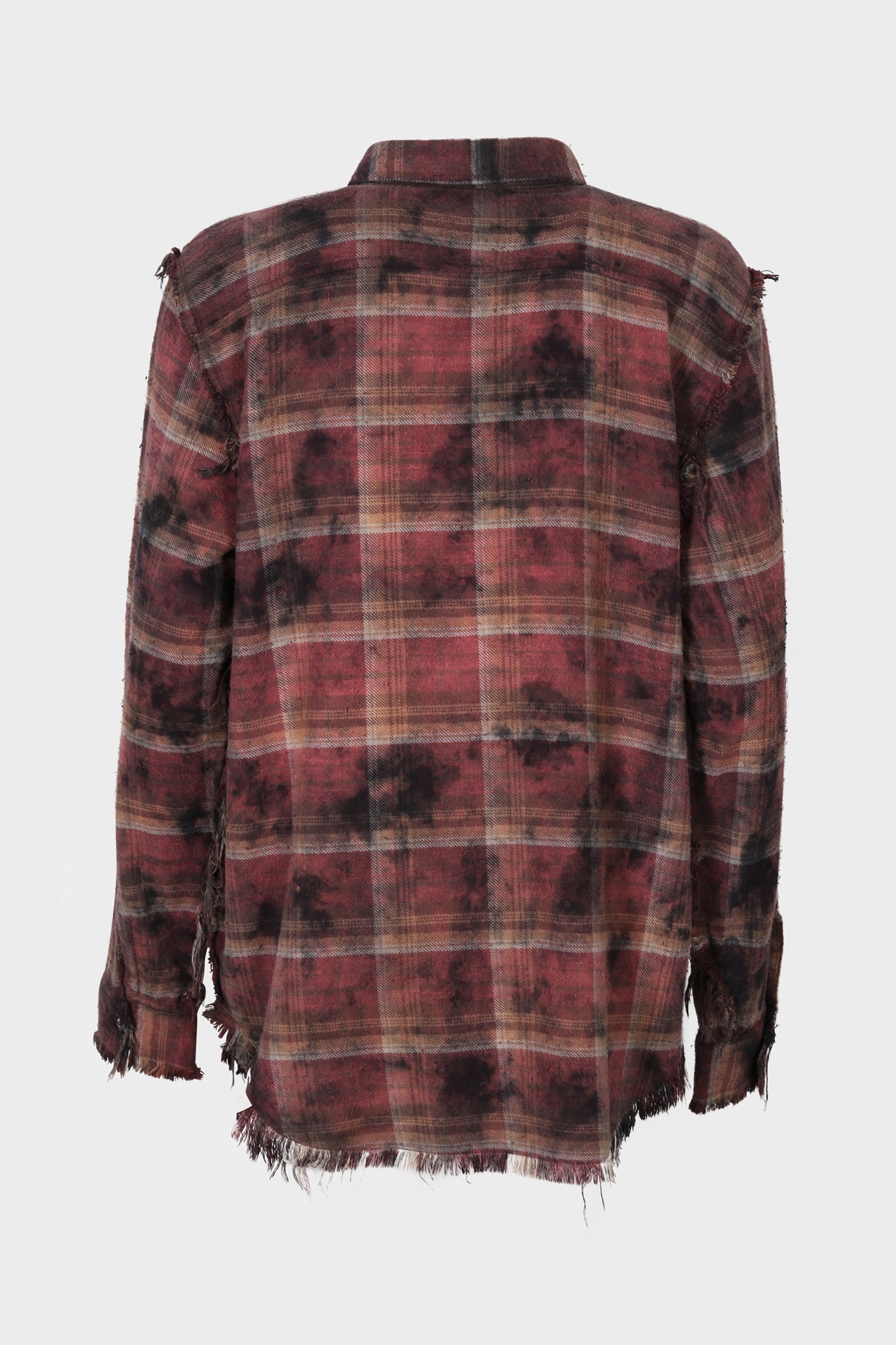 R13 Shredded Seam Shirt in Overdyed Purple Plaid