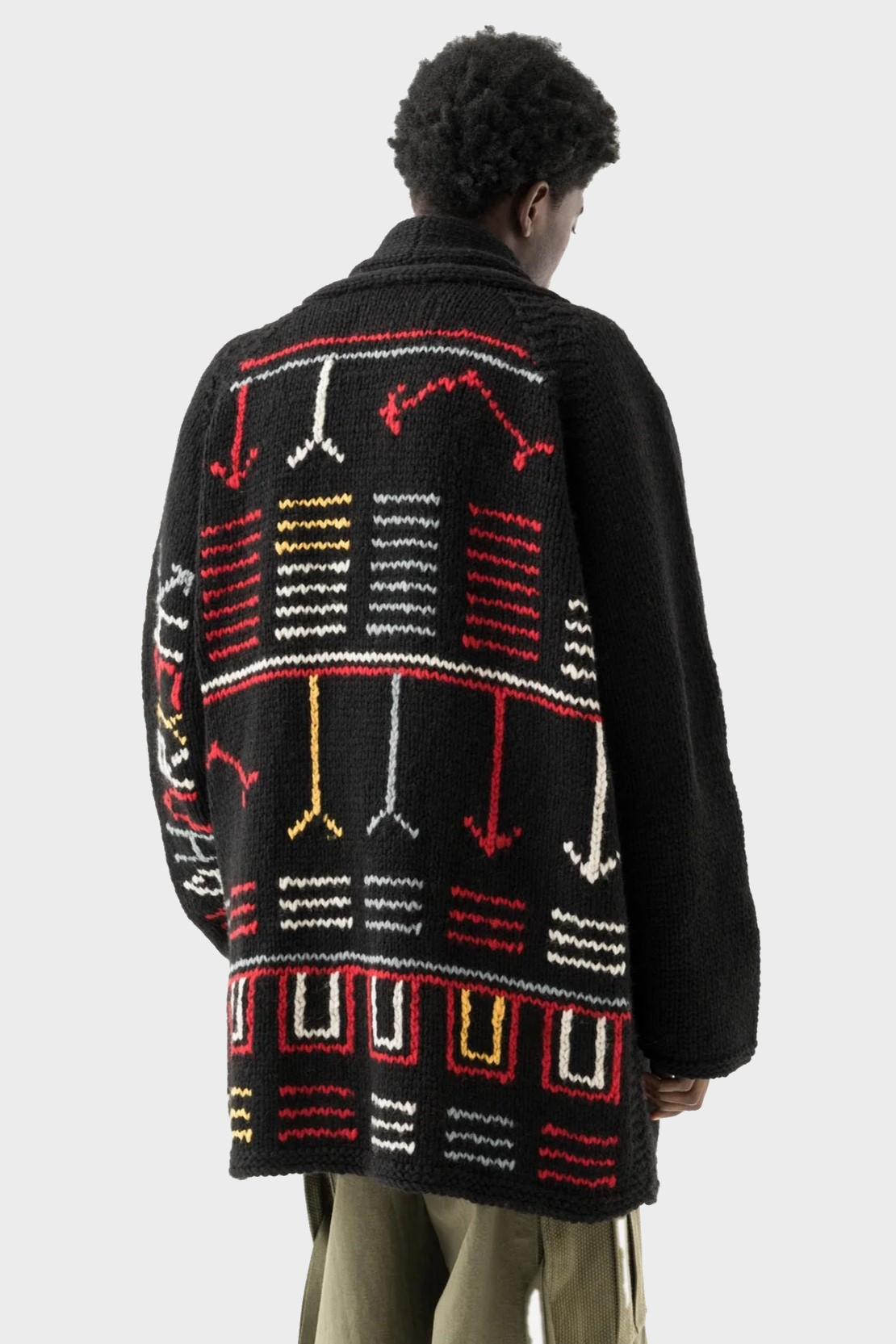 MAHARISHI 2217 Kanata Hand Knitted Cardigan in Black