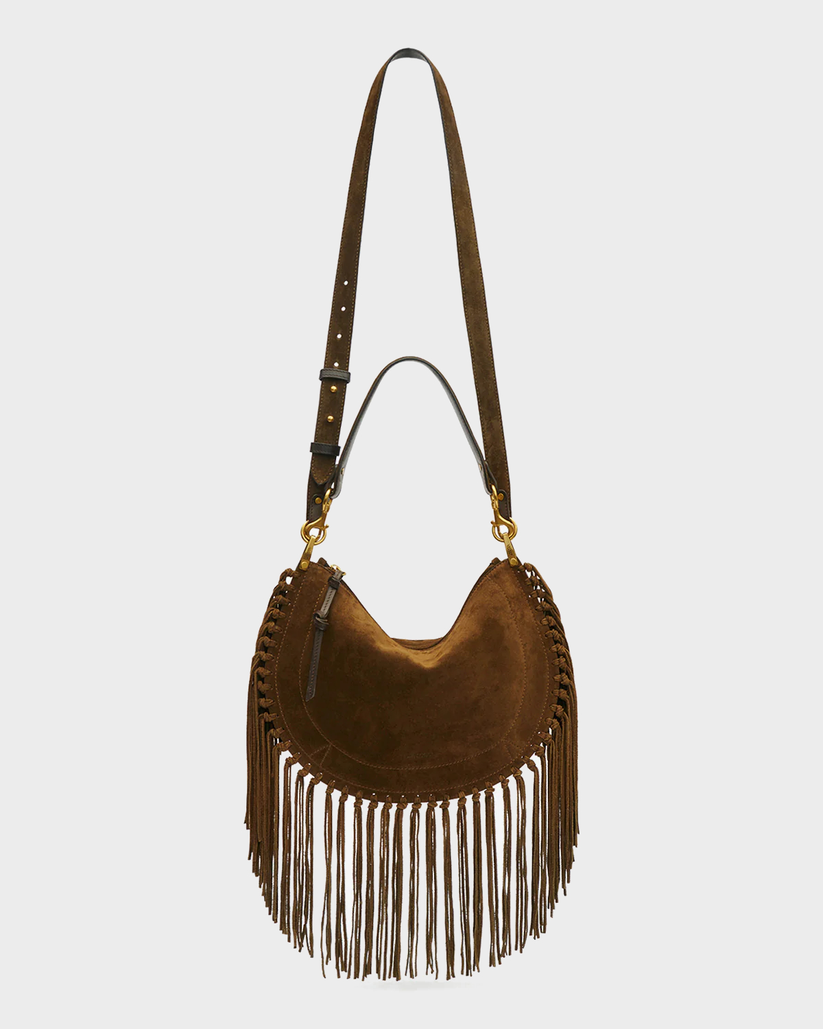 ISABEL MARANT Oskan Soft Bag in Bronze with Fringes