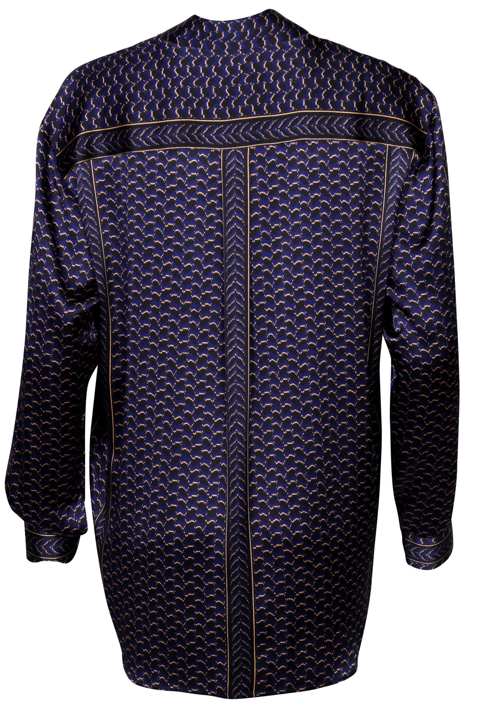 Lala Berlin Silk Stretch Pyjamas Blouse Brea Black/Blue Kufiya S