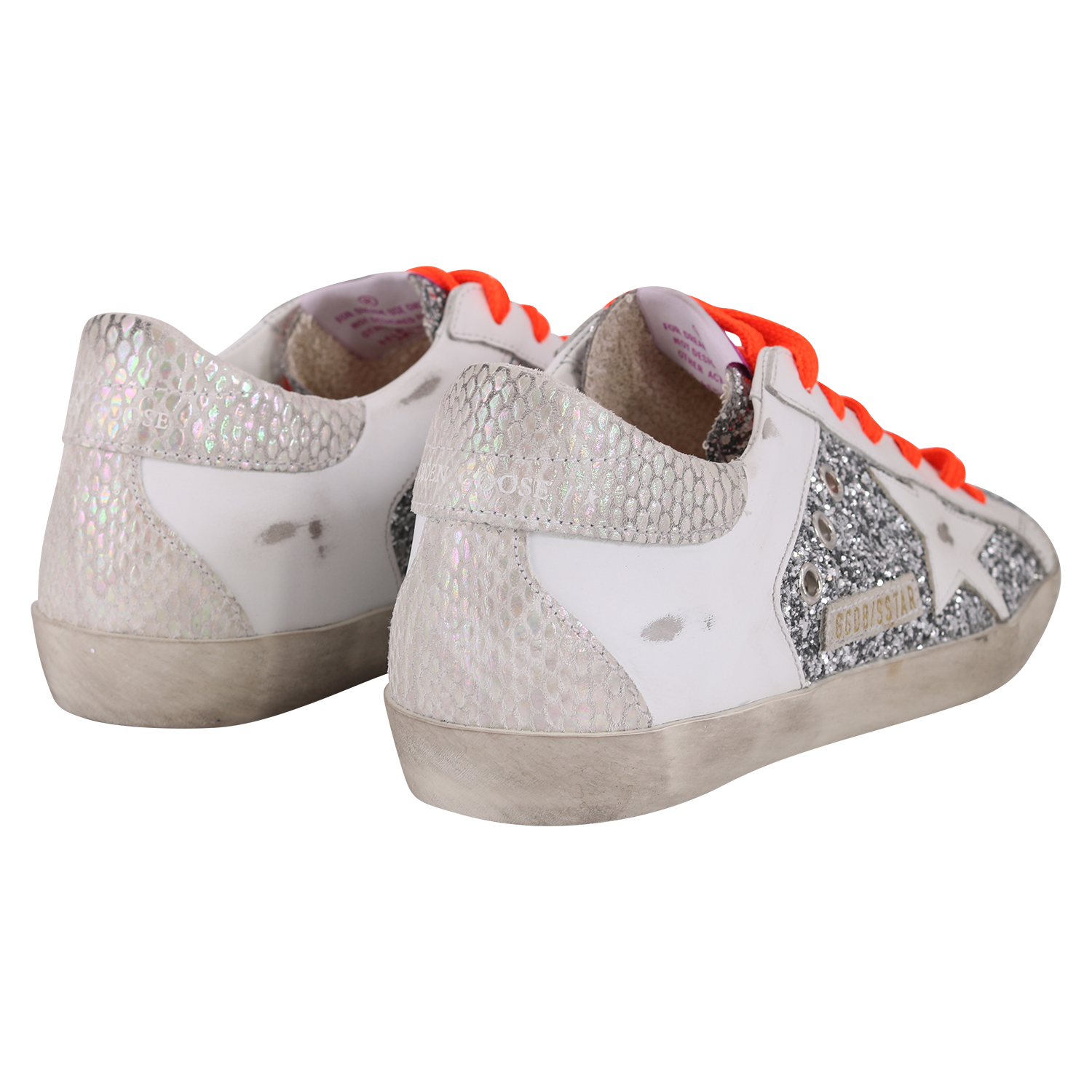 Golden Goose Sneaker Superstar Glitter and Leather Star Phyton Print