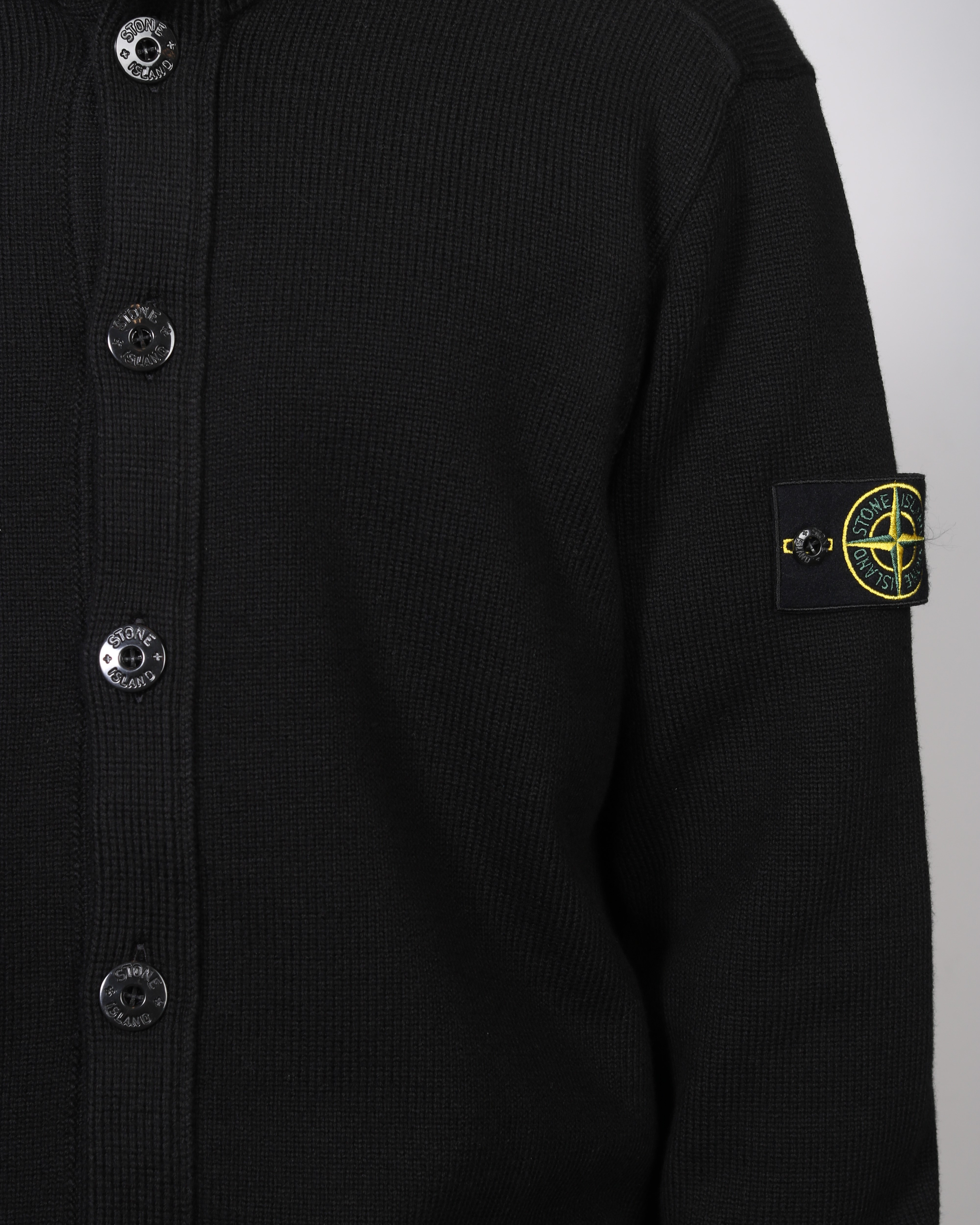 STONE ISLAND Soft Cotton Knit Cardigan in Black