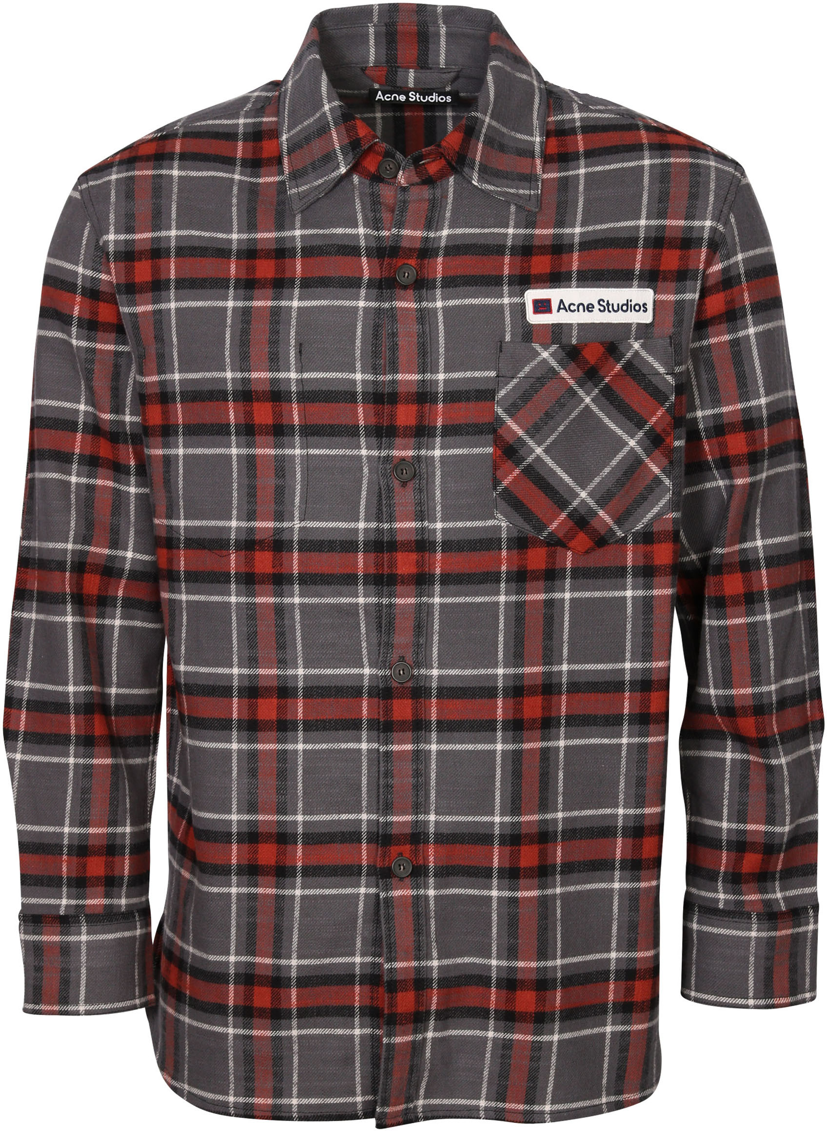 Acne Studios Check Overshirt Salak Flannel Face Grey/Red