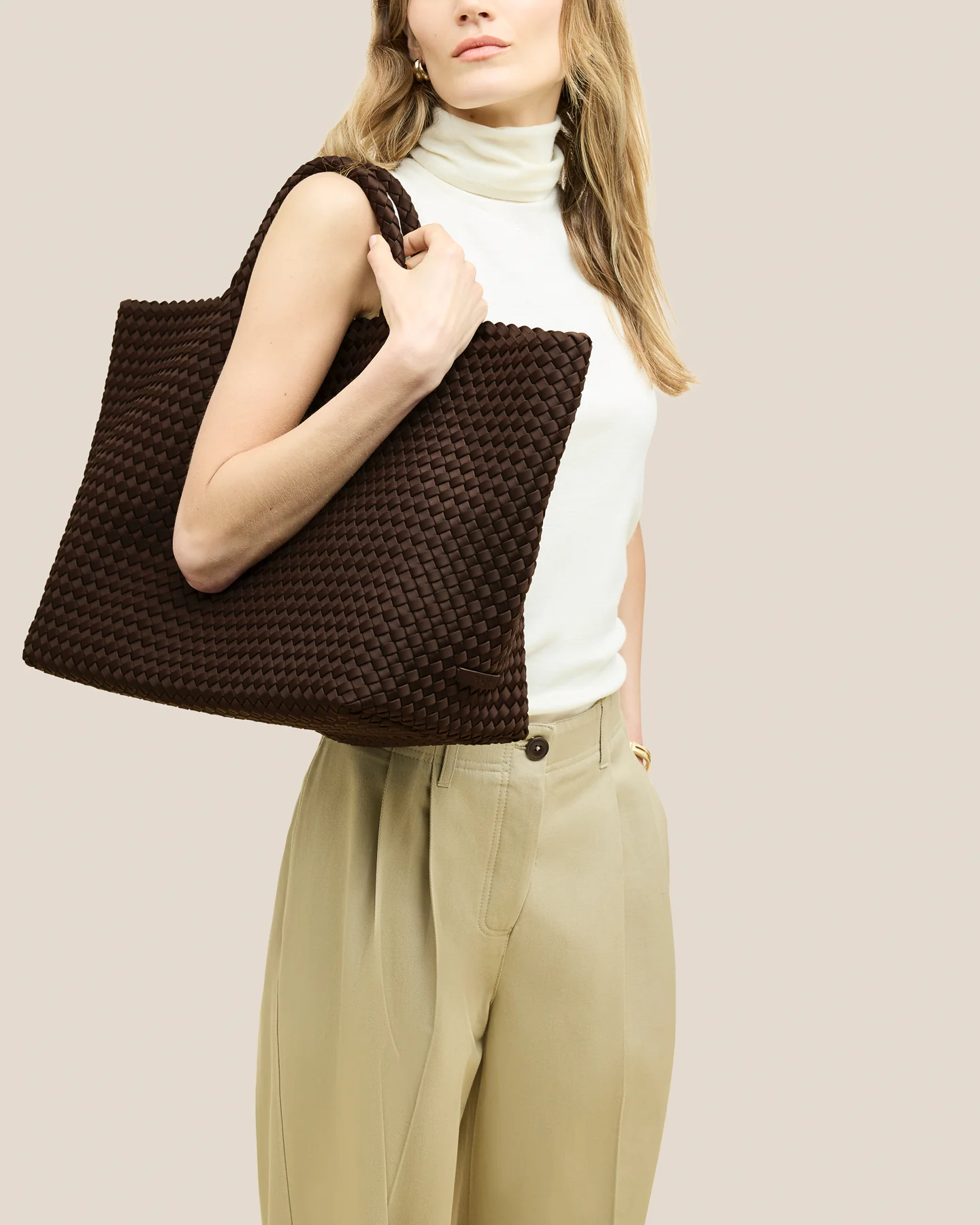 NAGHEDI Handwoven Large Tote St. Barth in Chocolate