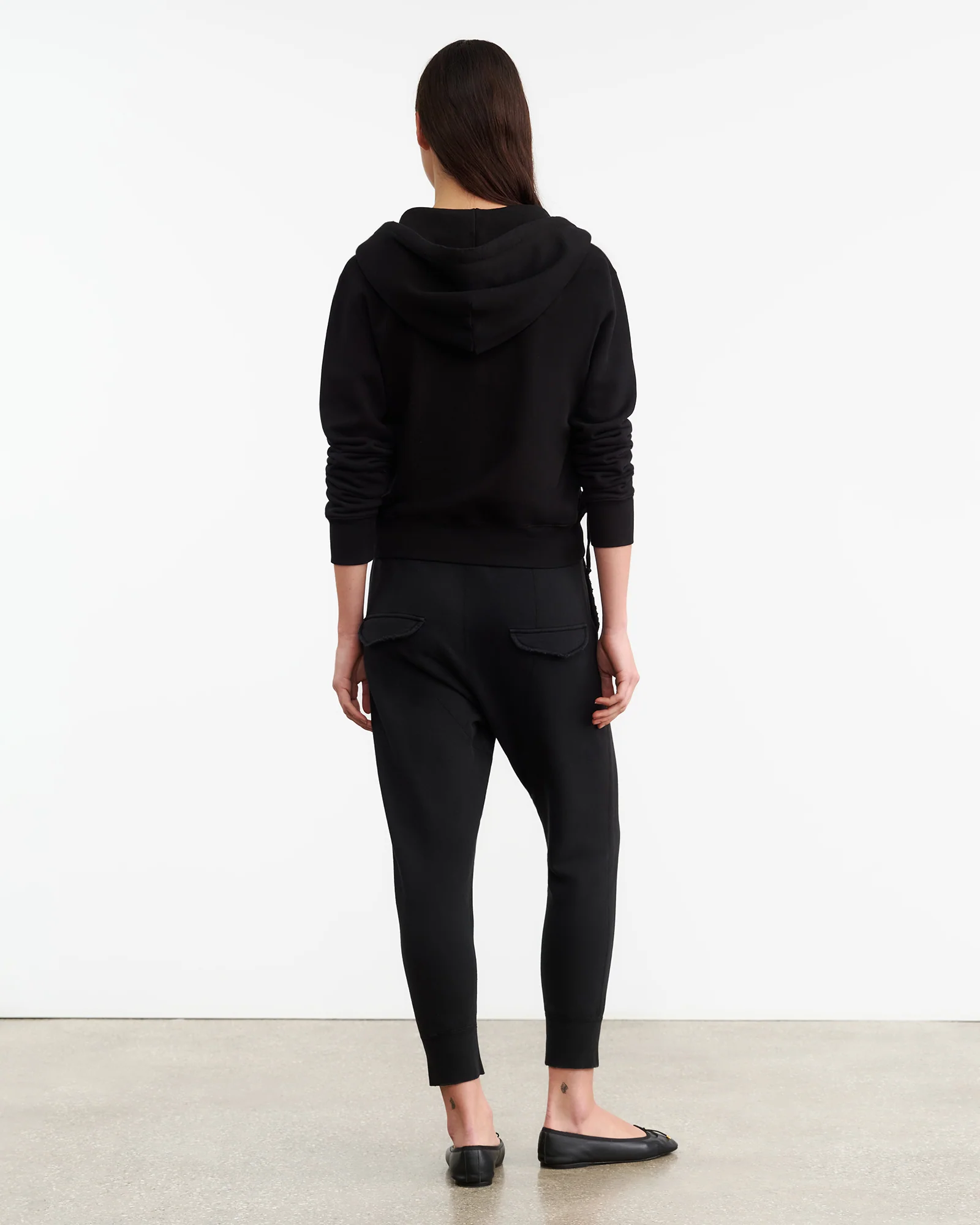 NILI LOTAN Callie Zip Hoodie in Washed Black