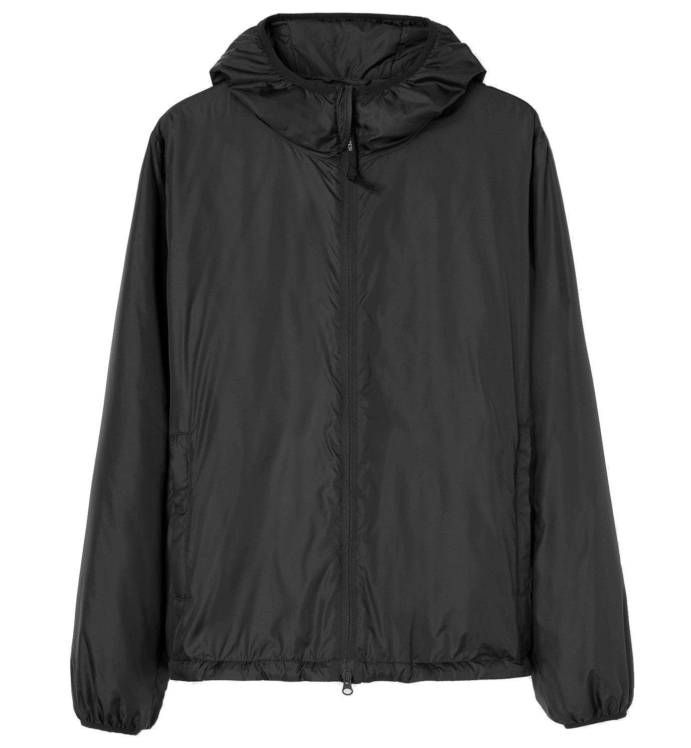 GLASSY NYLON HOODED LONG COAT