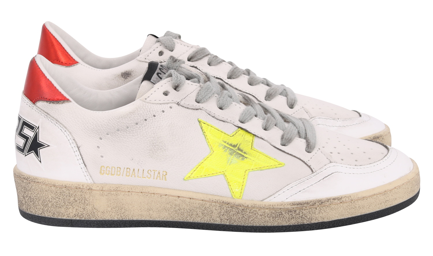 Golden Goose Ballstar White Yellow Star Fluo Red