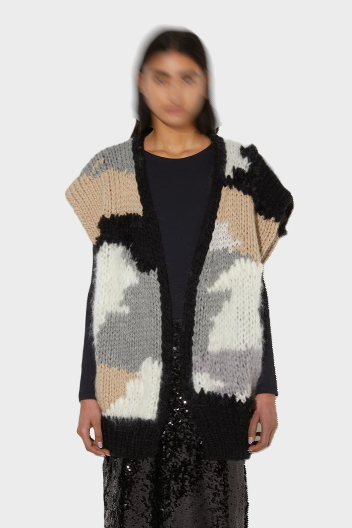MAIAMI Camouflage Knit Vest in Monochrome M/L