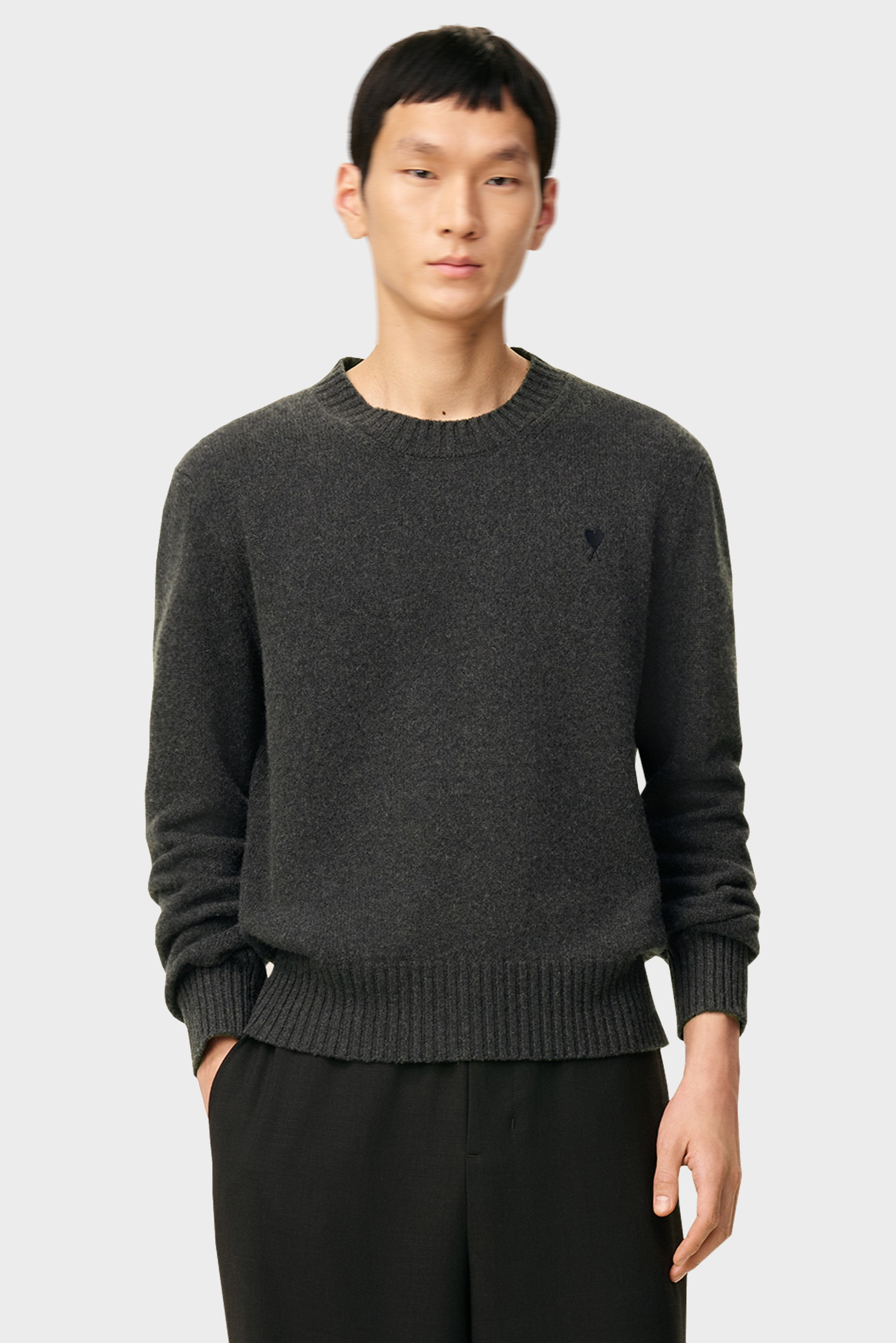 AMI PARIS de Coeur Cashmere Knit Pullover in Anthracite L