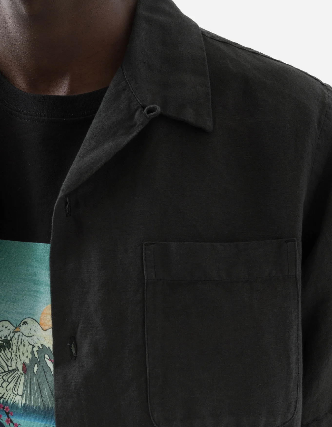 MAHARISHI 5211 Hemp Camp Collar Shirt in Black MAHARISHI 5211 Hemp Camp Collar Shirt in Black