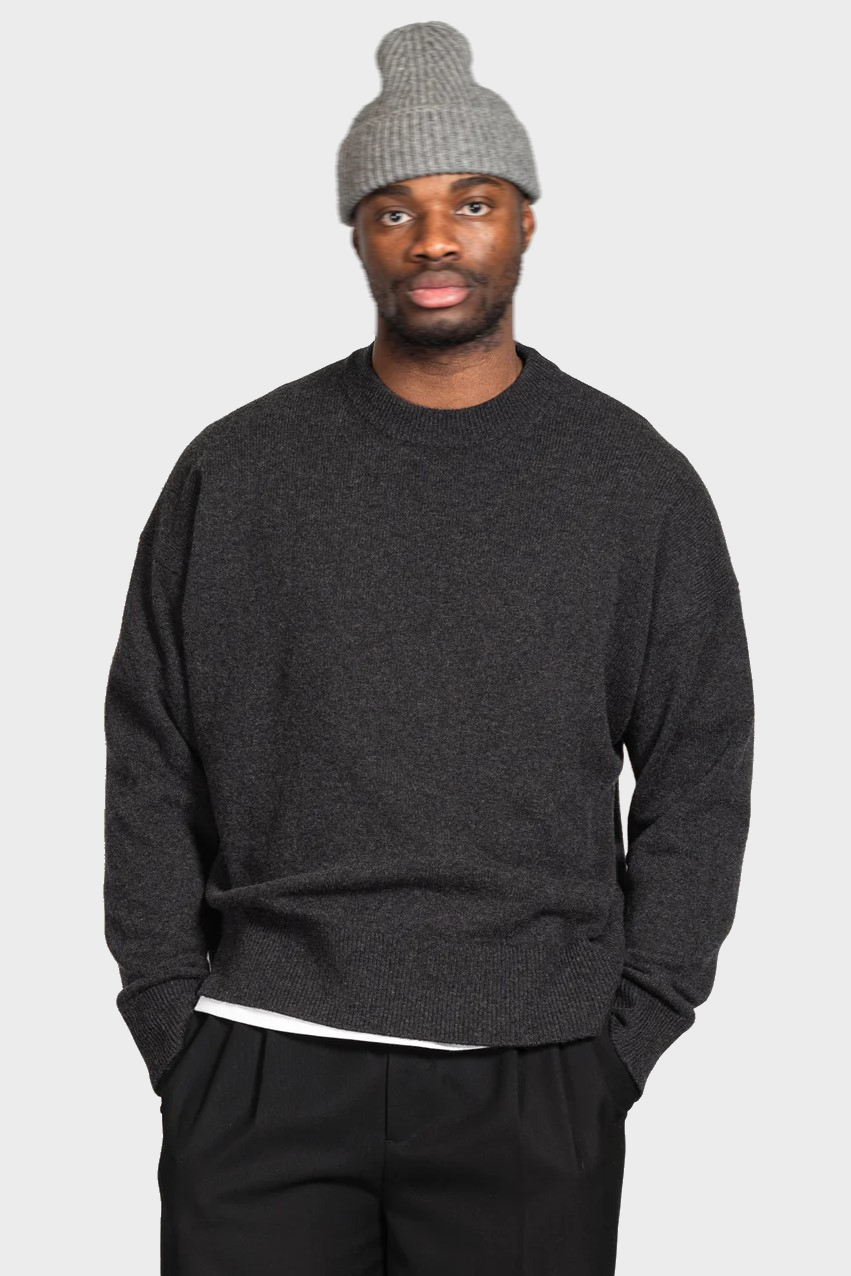 YACAIA Wool/Cashmere Sweater in Dark Grey Melange