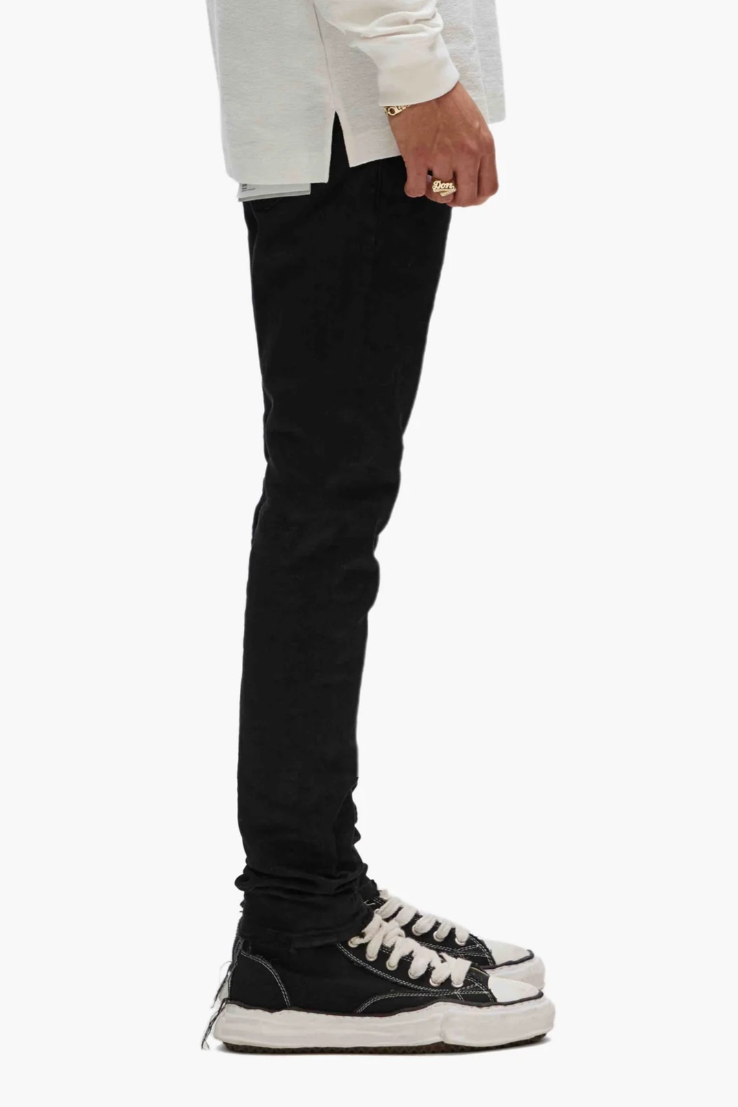 PURPLE-BRAND Soft Raw Skinny Jeans P001 in Black