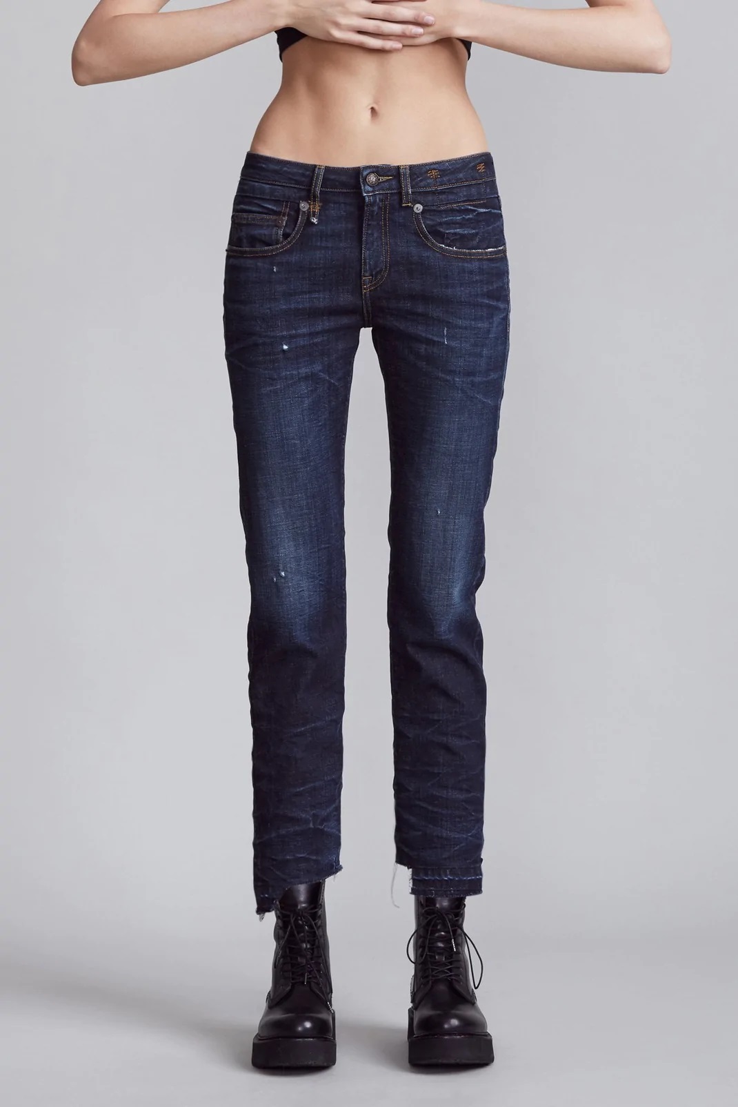 R13 Boy Straight Jeans in Howell Indigo Washing 25