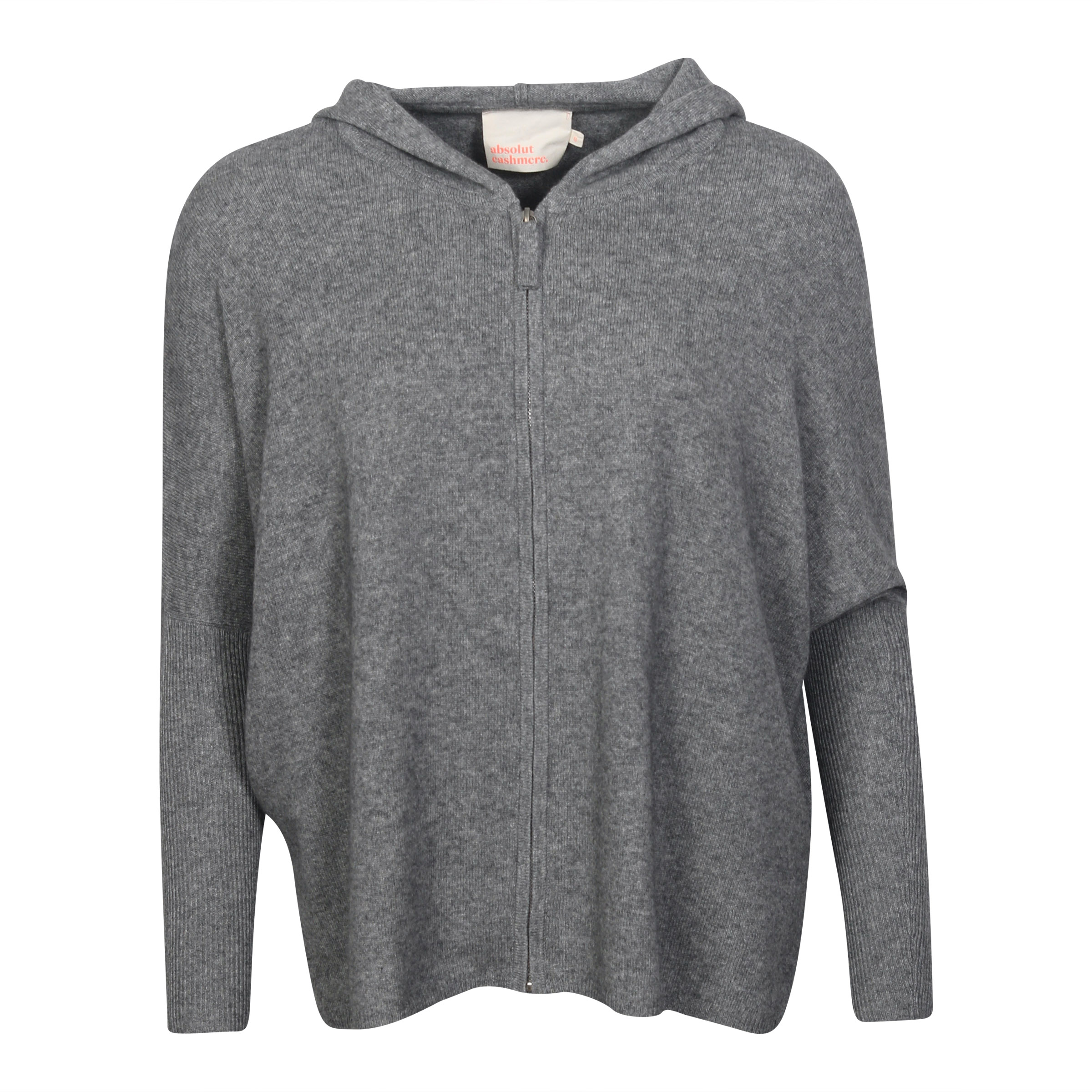 Absolut Cashmere Poncho Zip Hoodie in Grey Melange