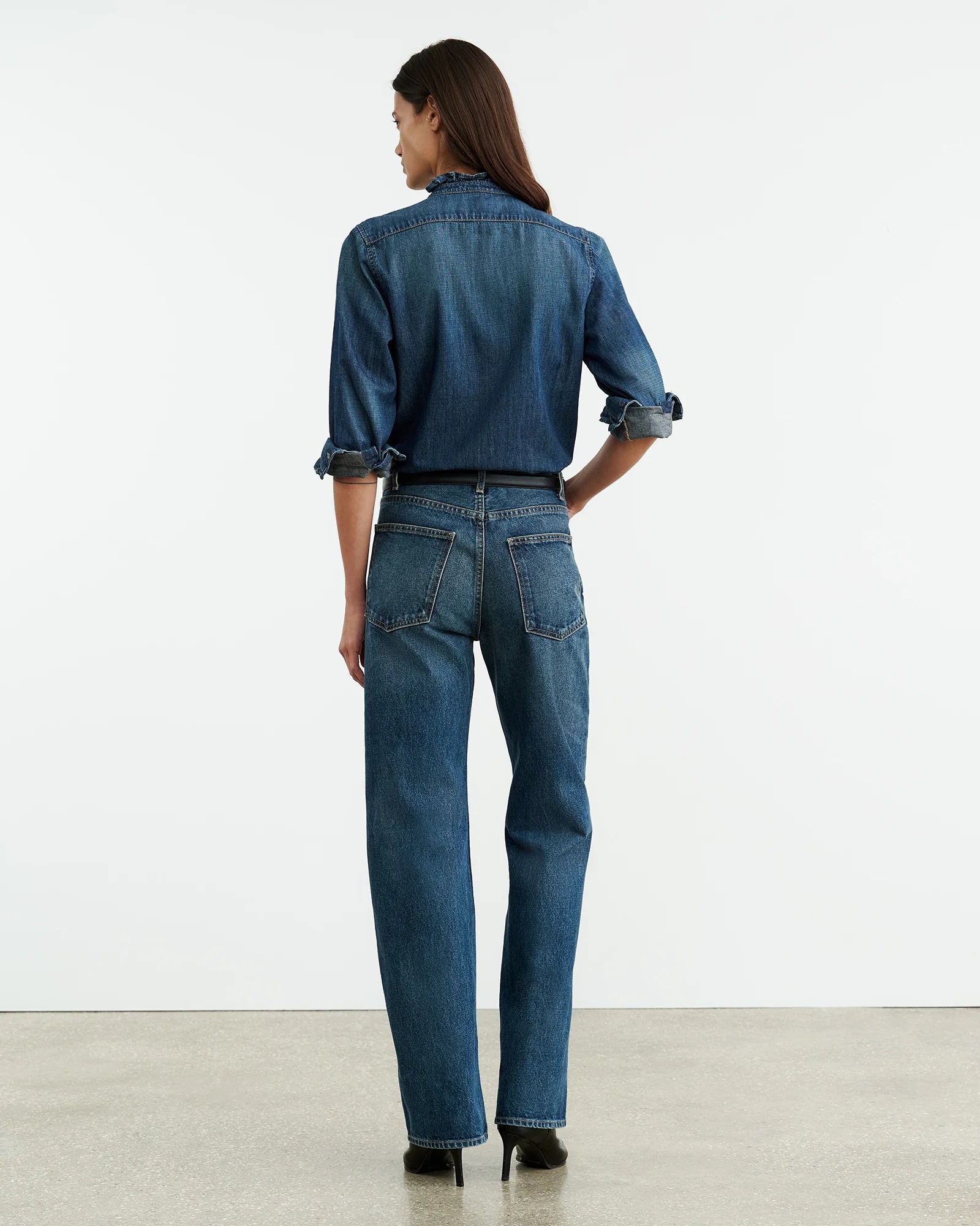 NILI LOTAN Lydia Denim Shirt in Classic Wash S NILI LOTAN Lydia Denim Shirt in Classic Wash L