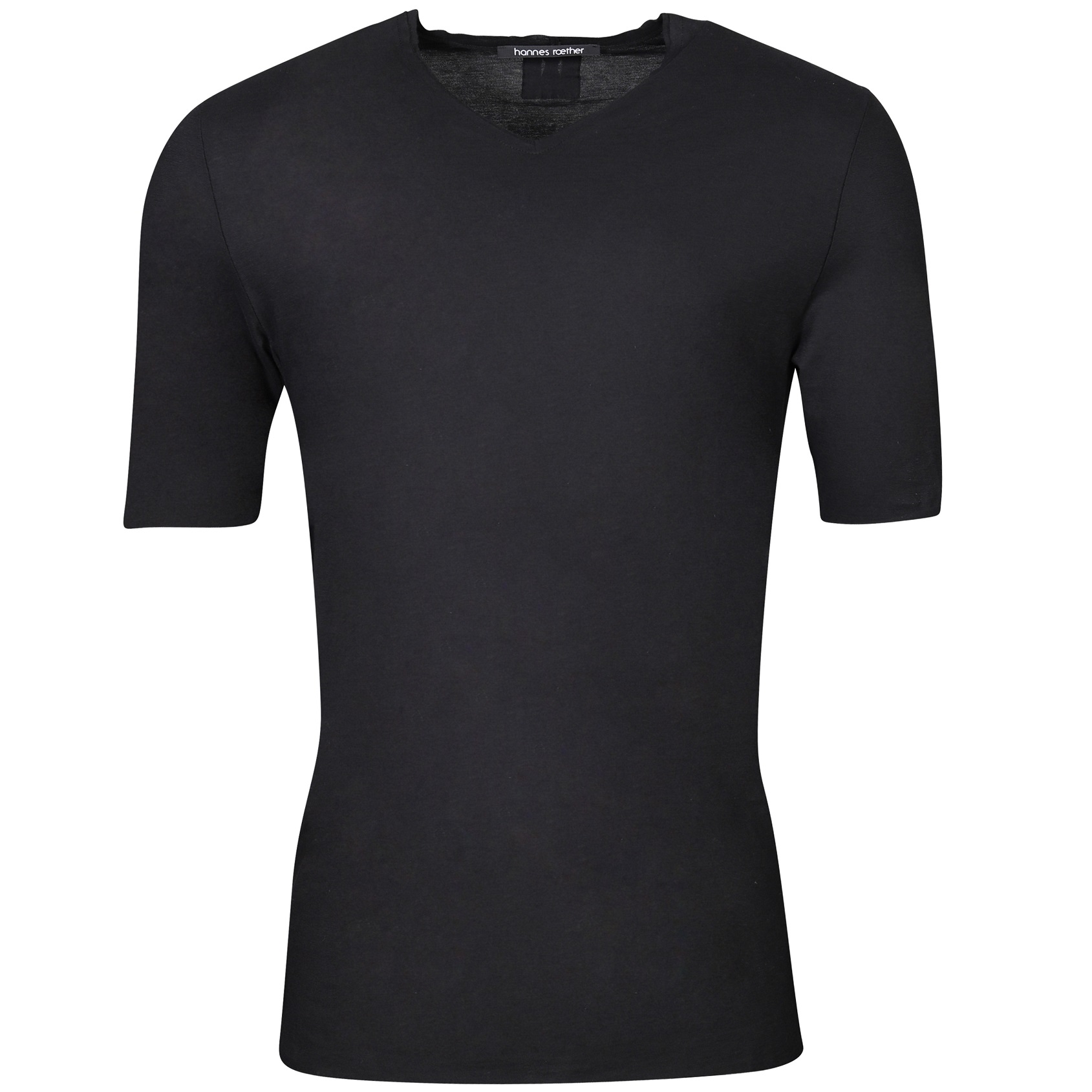 Hannes Roether V-Neck T-Shirt in Black XL