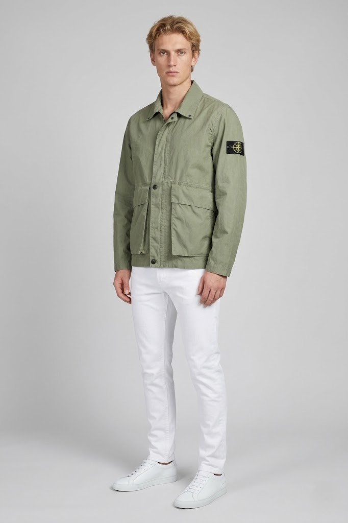 STONE ISLAND Waxed Jacket in Olive