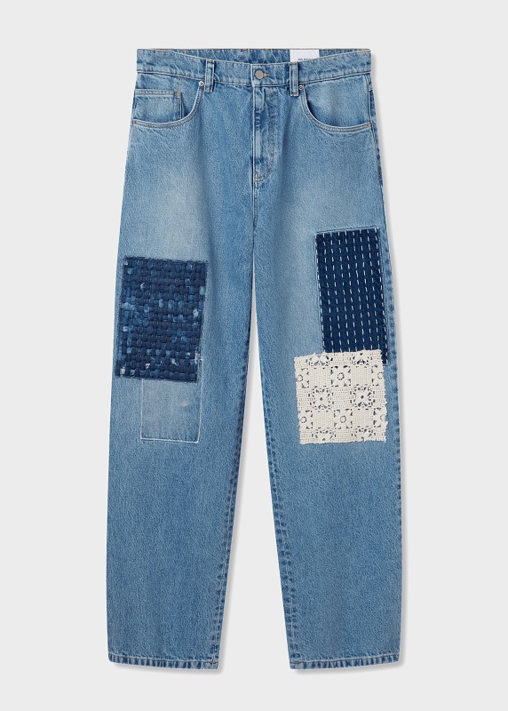 AXEL ARIGATO Patchwork Relaxed Jeans in Light Blue 29
