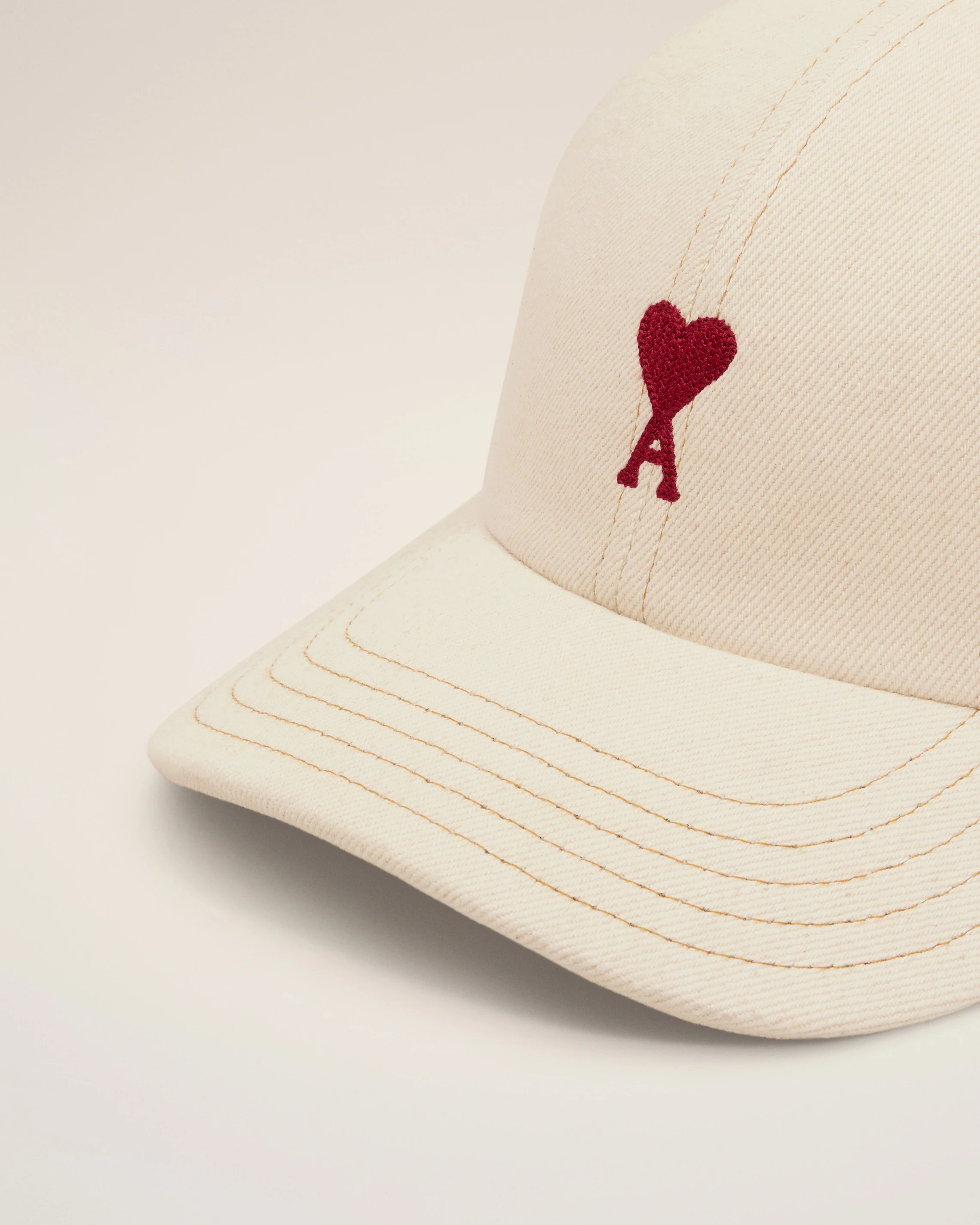 AMI PARIS de Coeur Denim Cap in White Cream