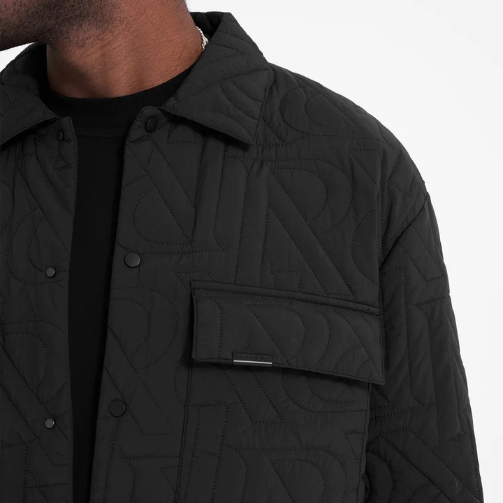 REPRESENT Initial Quilted Overshirt in Black