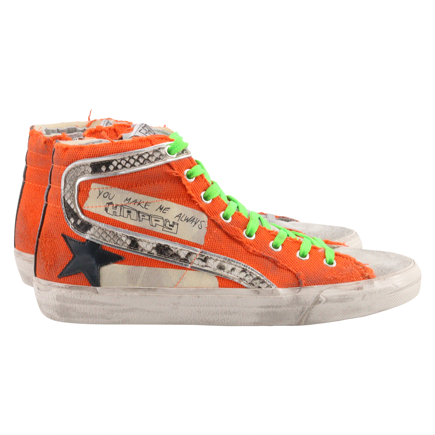Golden Goose Sneaker Slide Python Print/Orange Fluo/Ice/Black