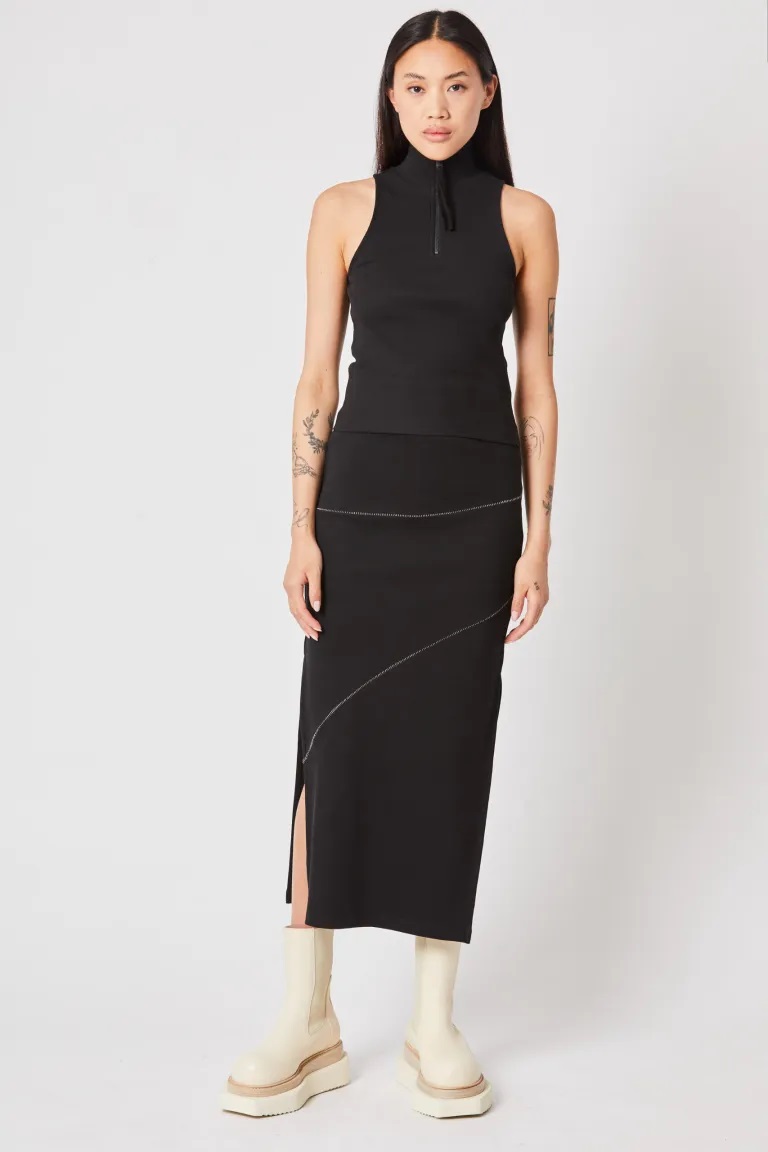 Thom Krom Turtleneck Rib Tank in Black