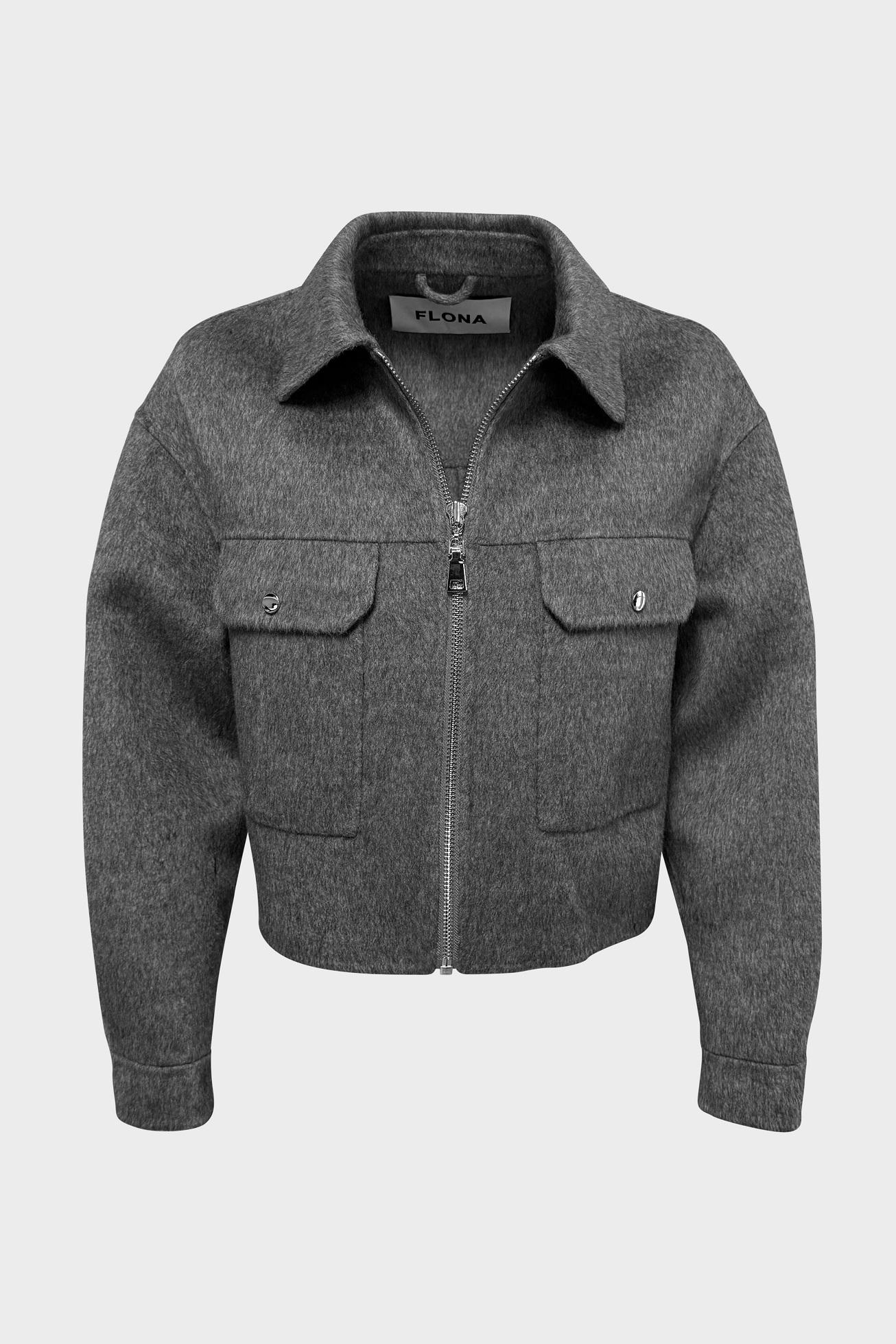 FLONA Cropped Jacket in Grey Melange