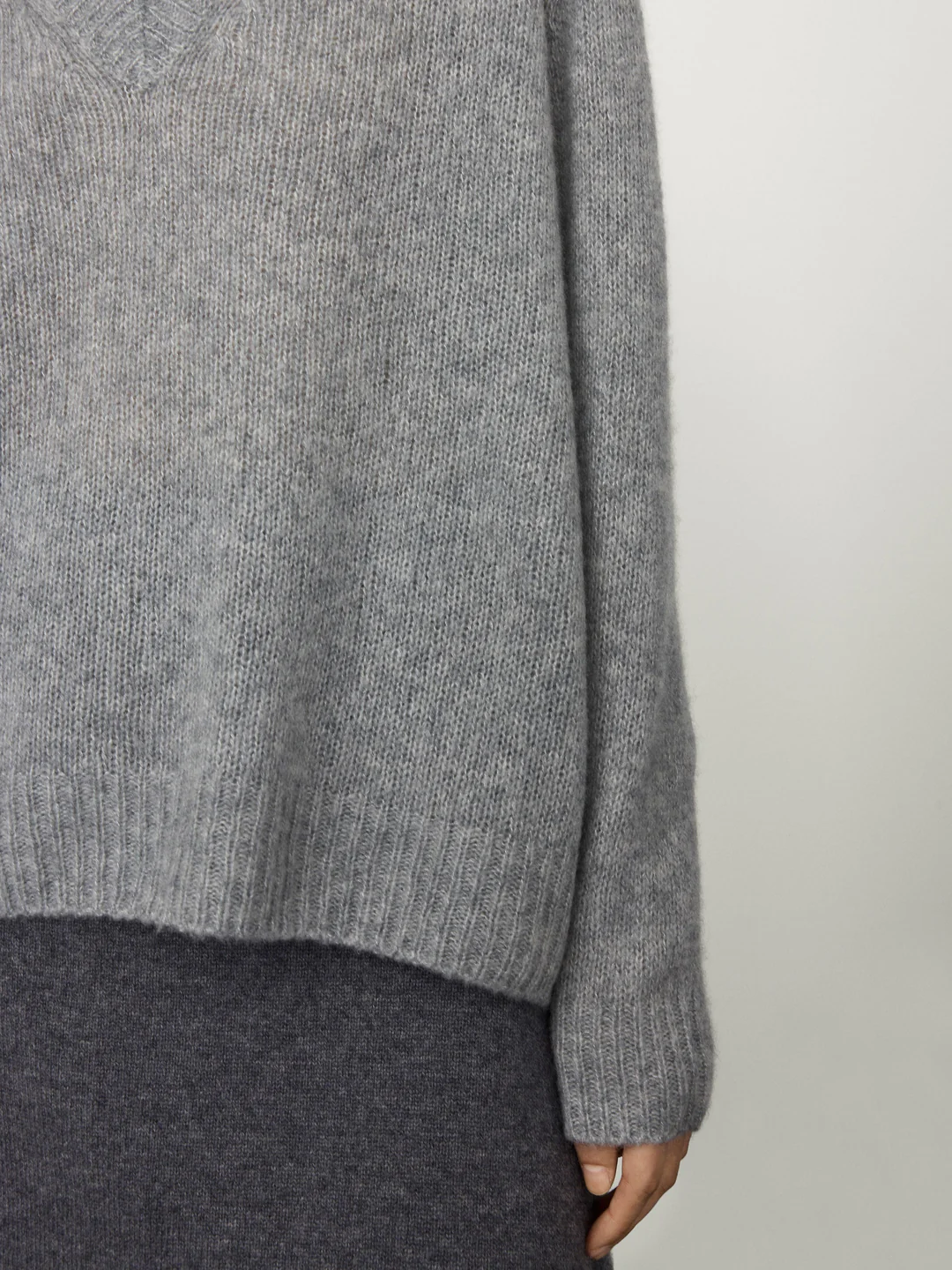LISA YANG Leona Cotton/Silk Sweater in Light Grey