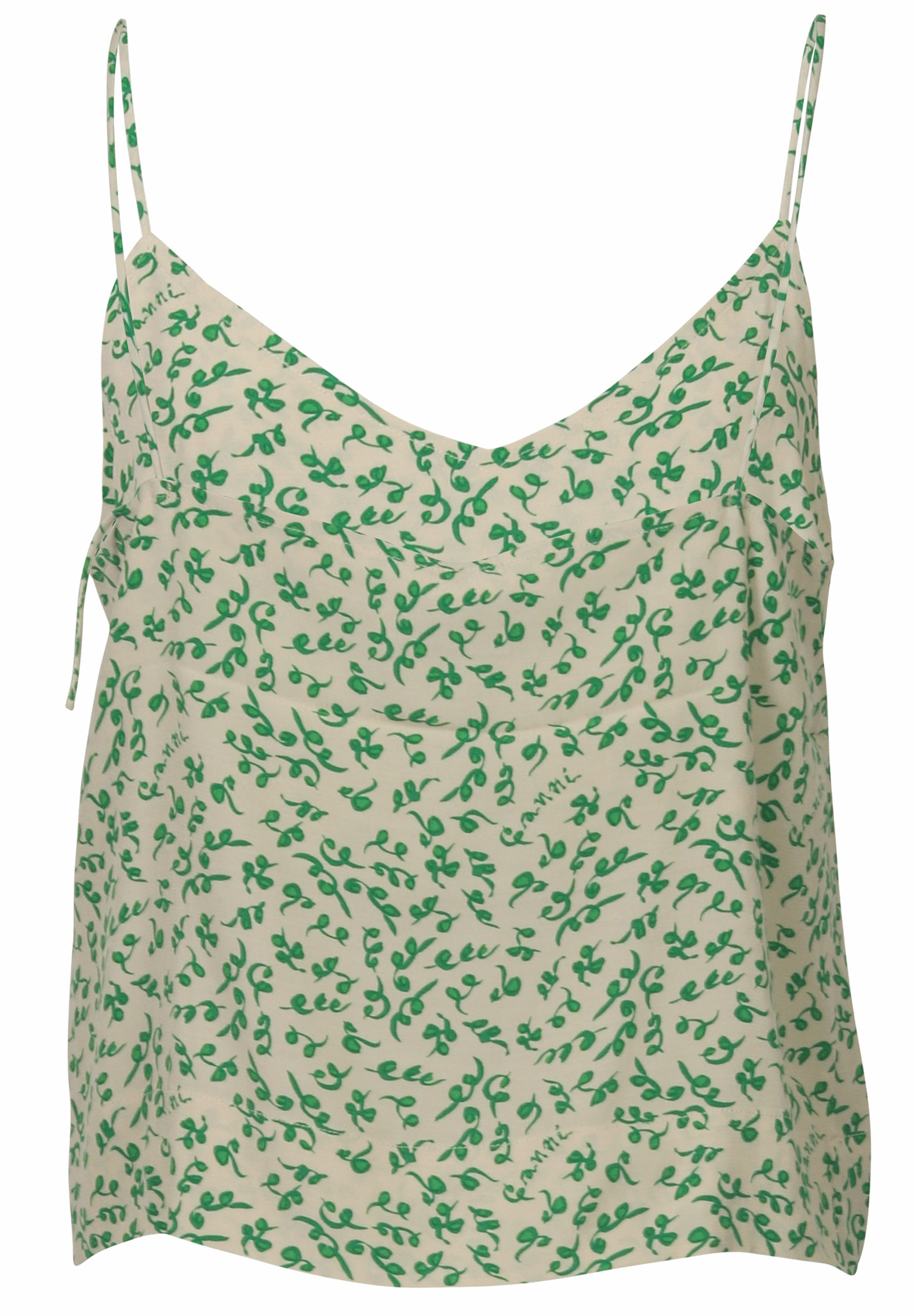 Ganni Top Ecru/Green Printed