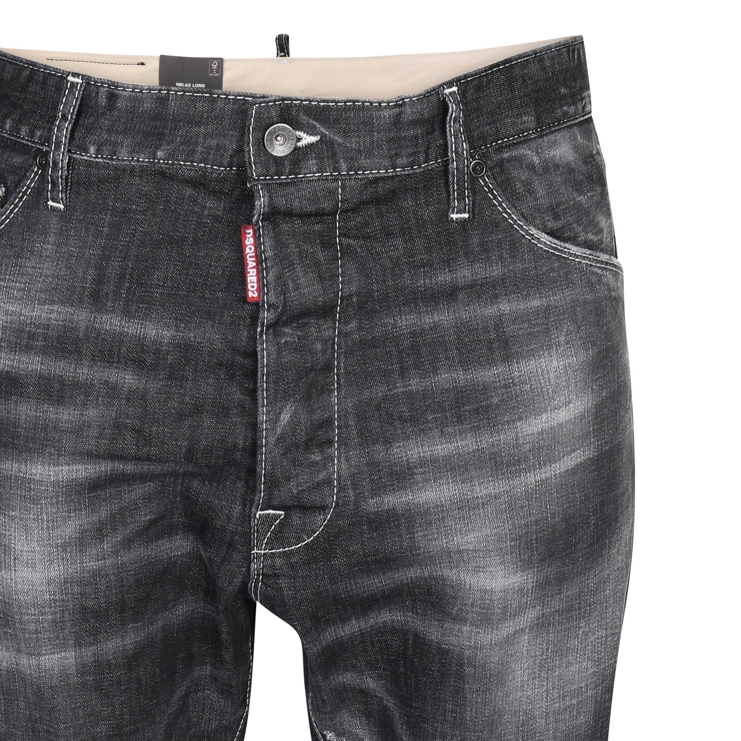 DSQUARED2 Relax Long Crotch Jeans in Washed Black
