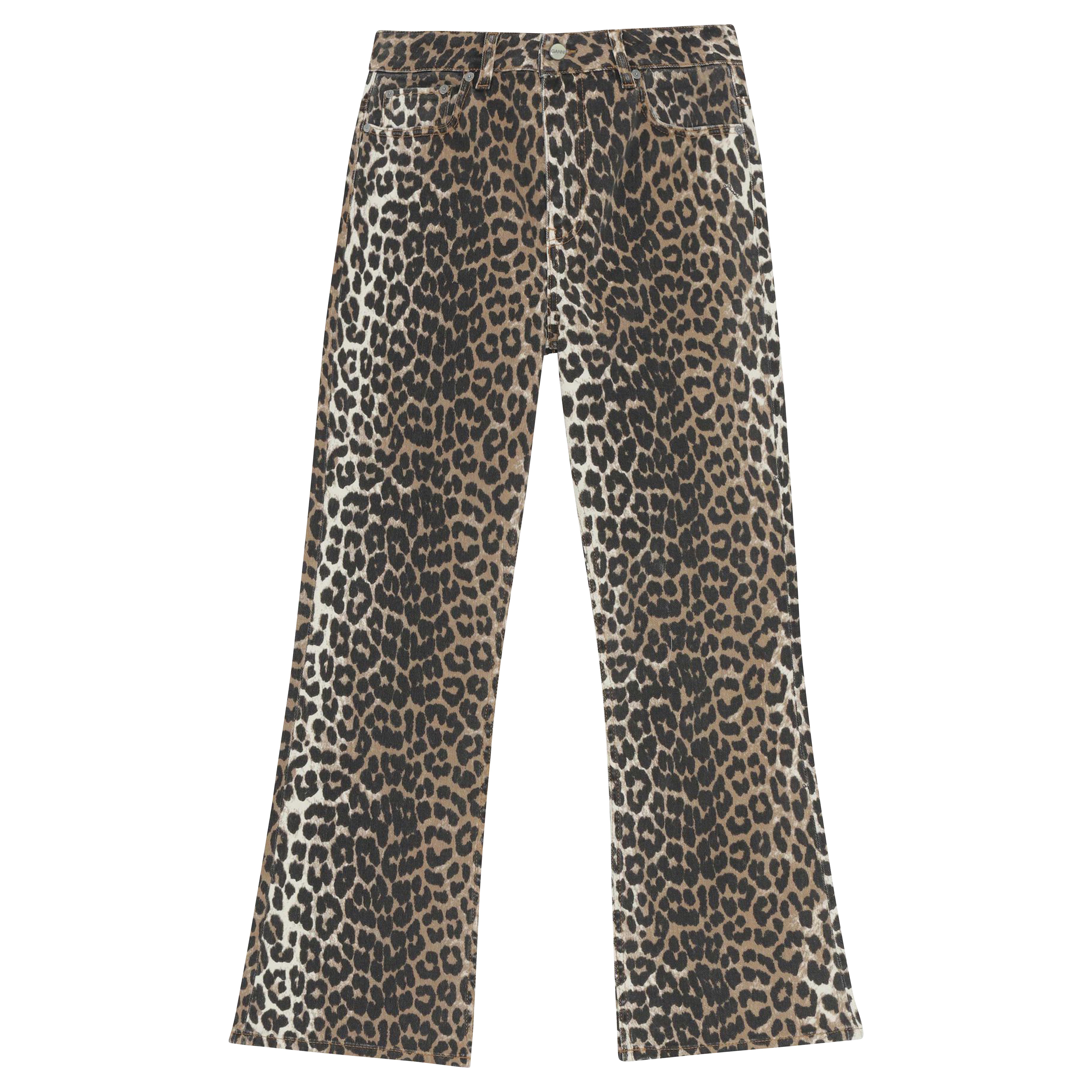 Ganni Betzy Cropped Jeans in Leopard 27