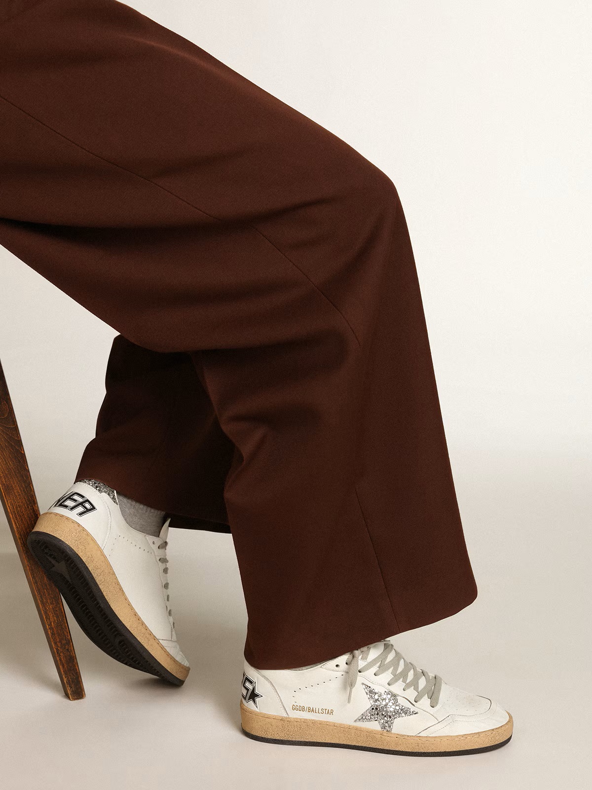 GOLDEN GOOSE Ballstar in White/Silver Glitter