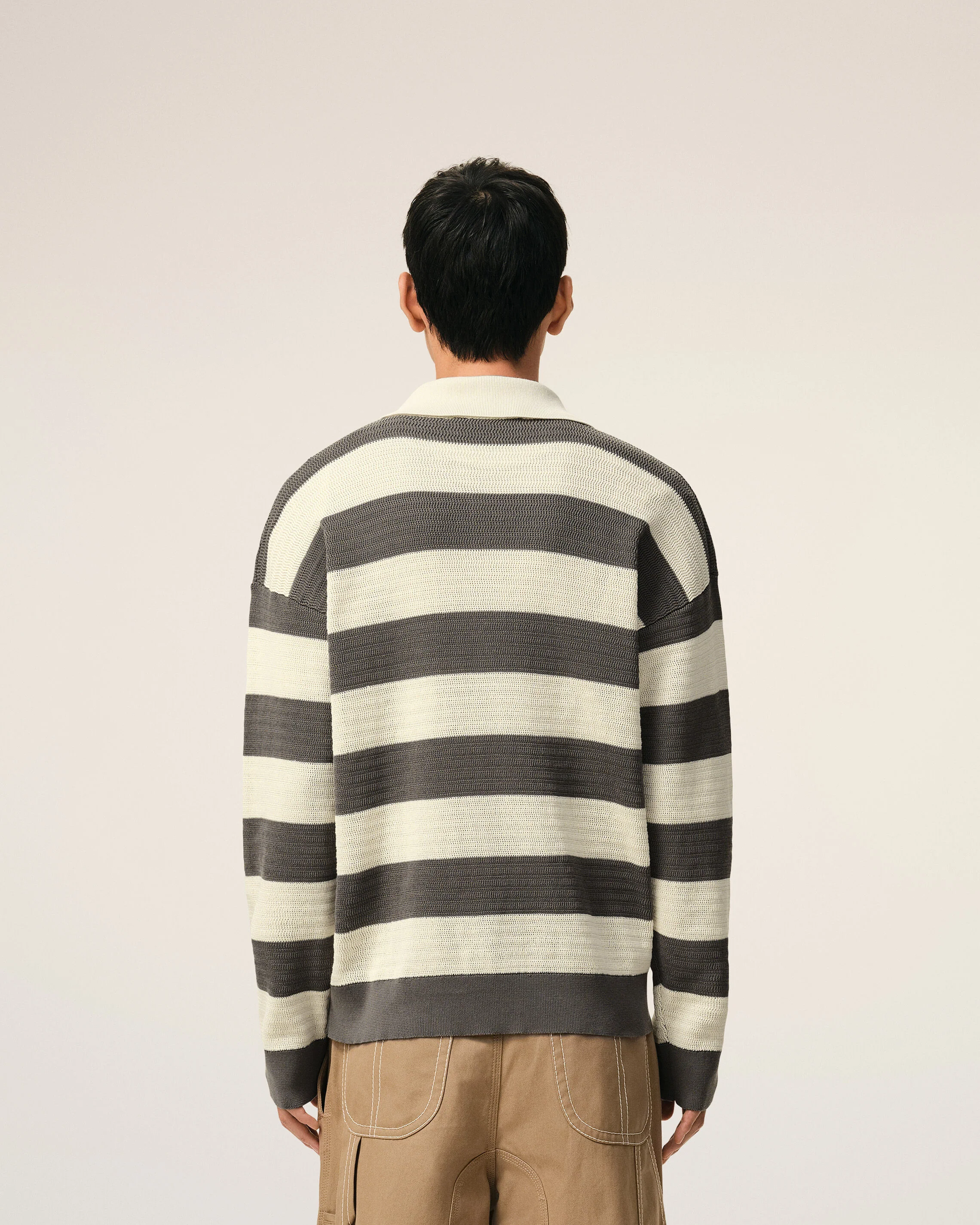 AMI PARIS de Coeur Ajouré Knit Cardigan in White Cream/Carbon