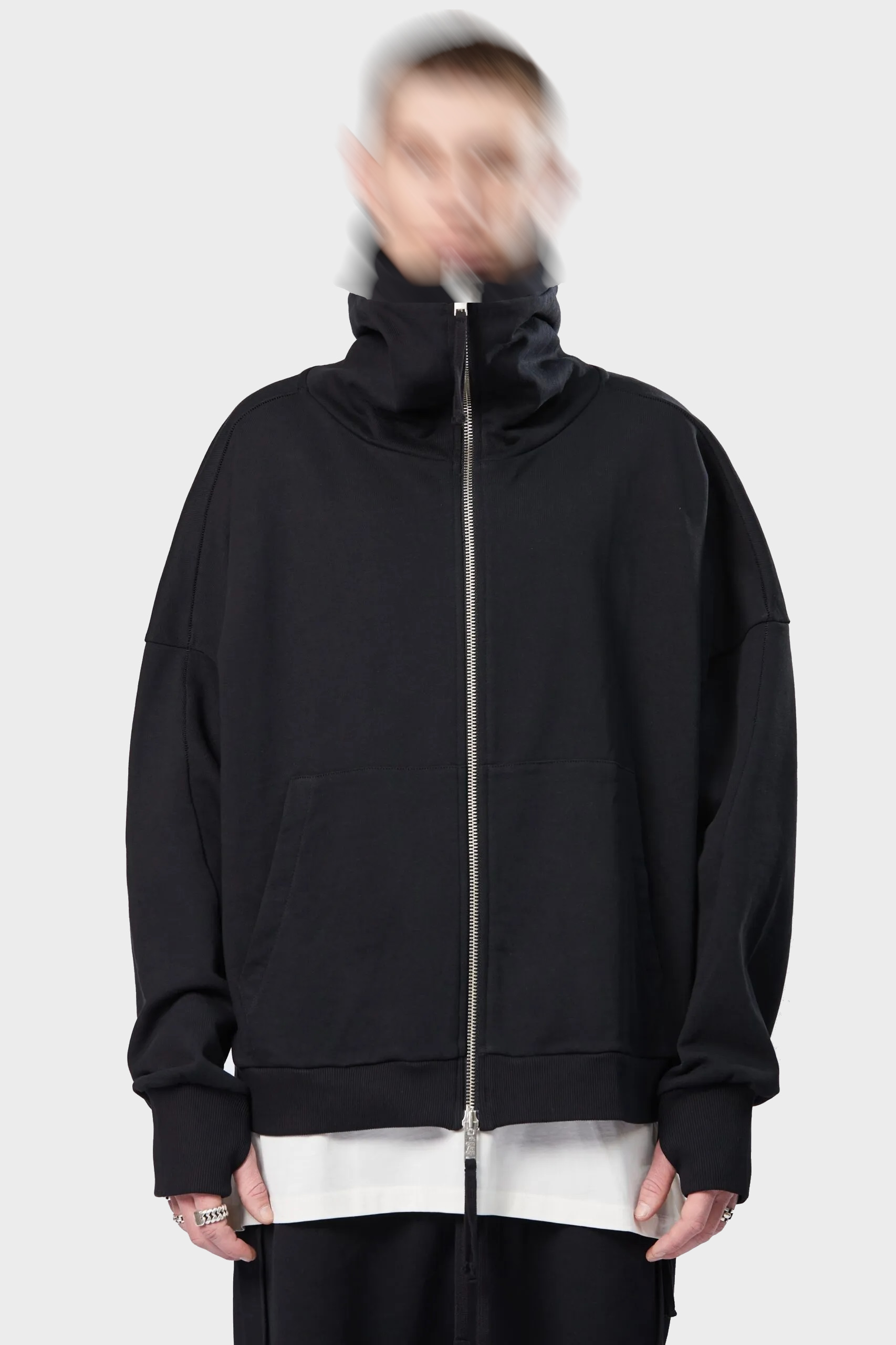 THOM KROM Oversize Zip Hoodie in Black L