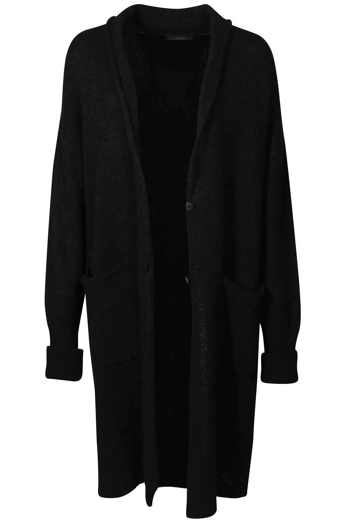 TRANSIT PAR SUCH Fluffy Knit Cardigan in Black