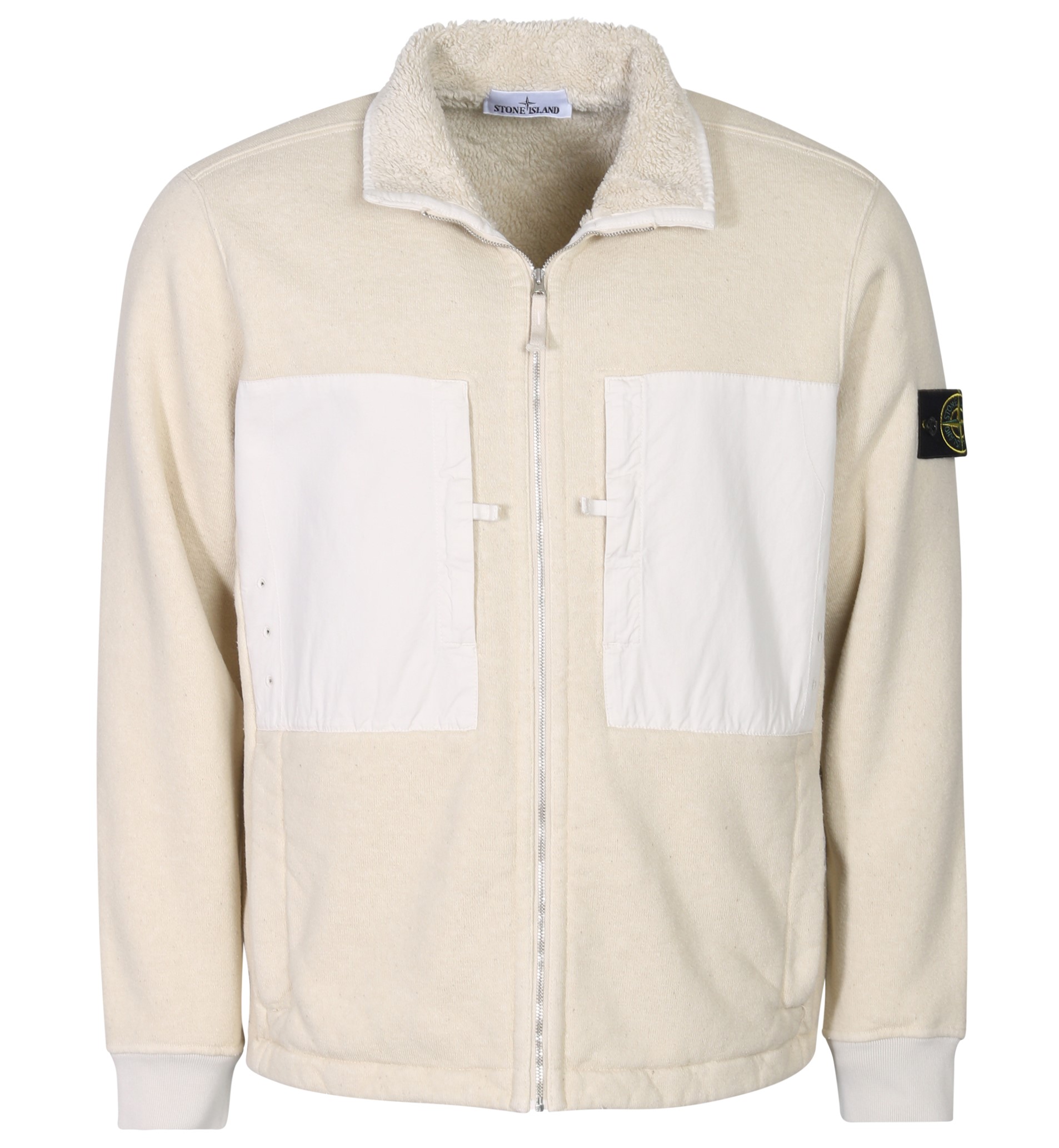 STONE ISLAND Zip Sweat Jacket in Cream