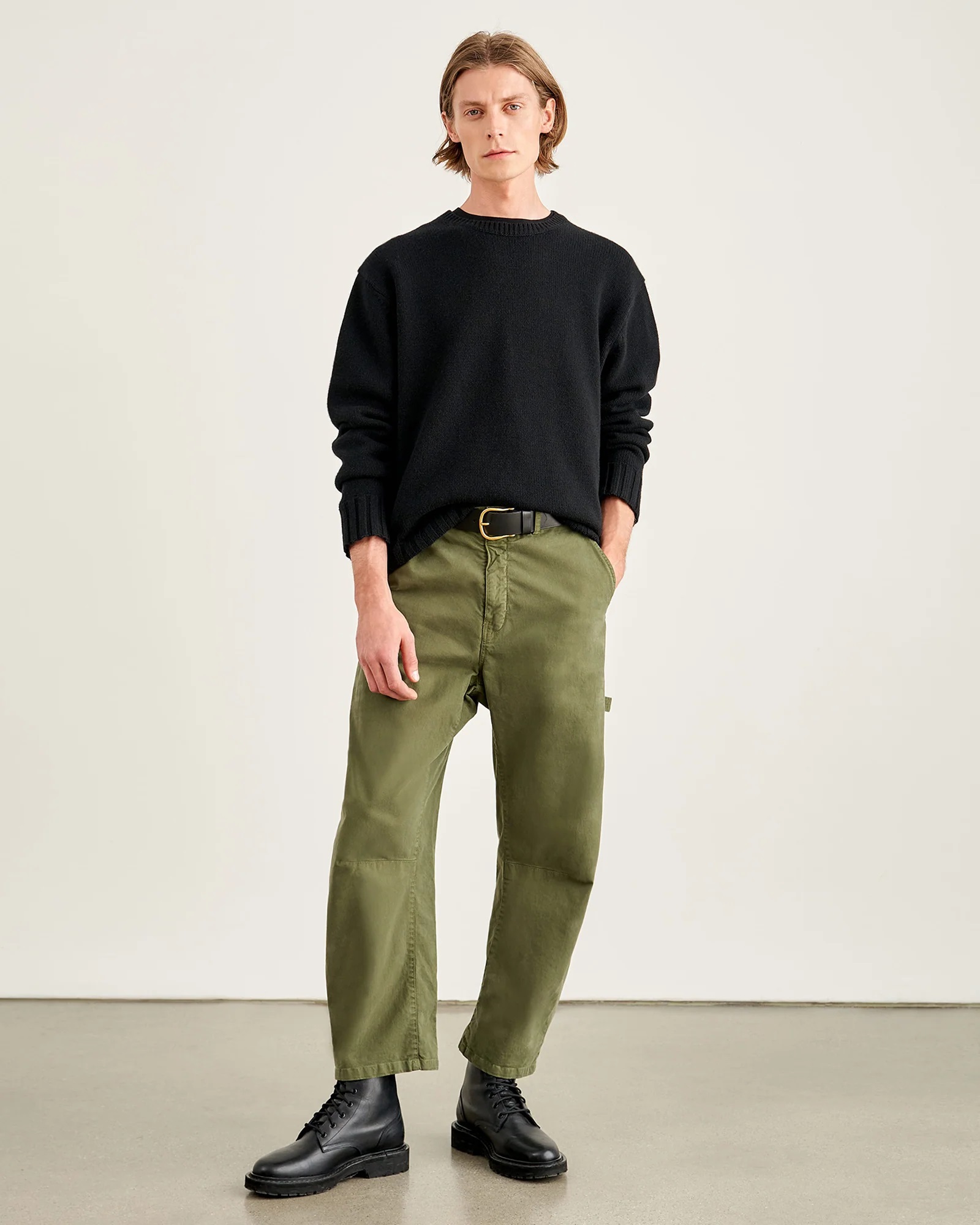 NILI LOTAN Carpenter Pant in Olive Green 32