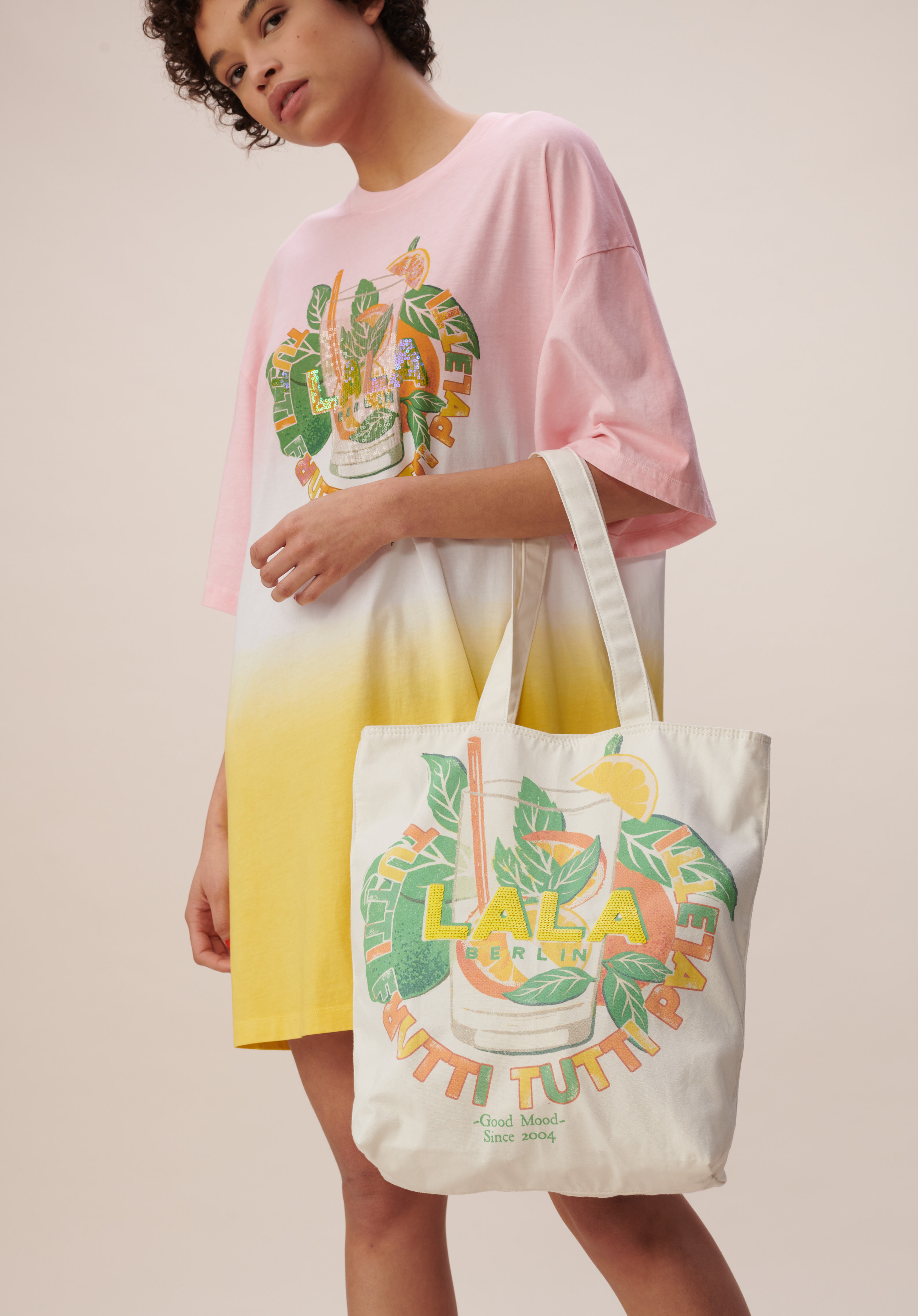 Lala Berlin Cotton Tote Bag Mia in Cocktail