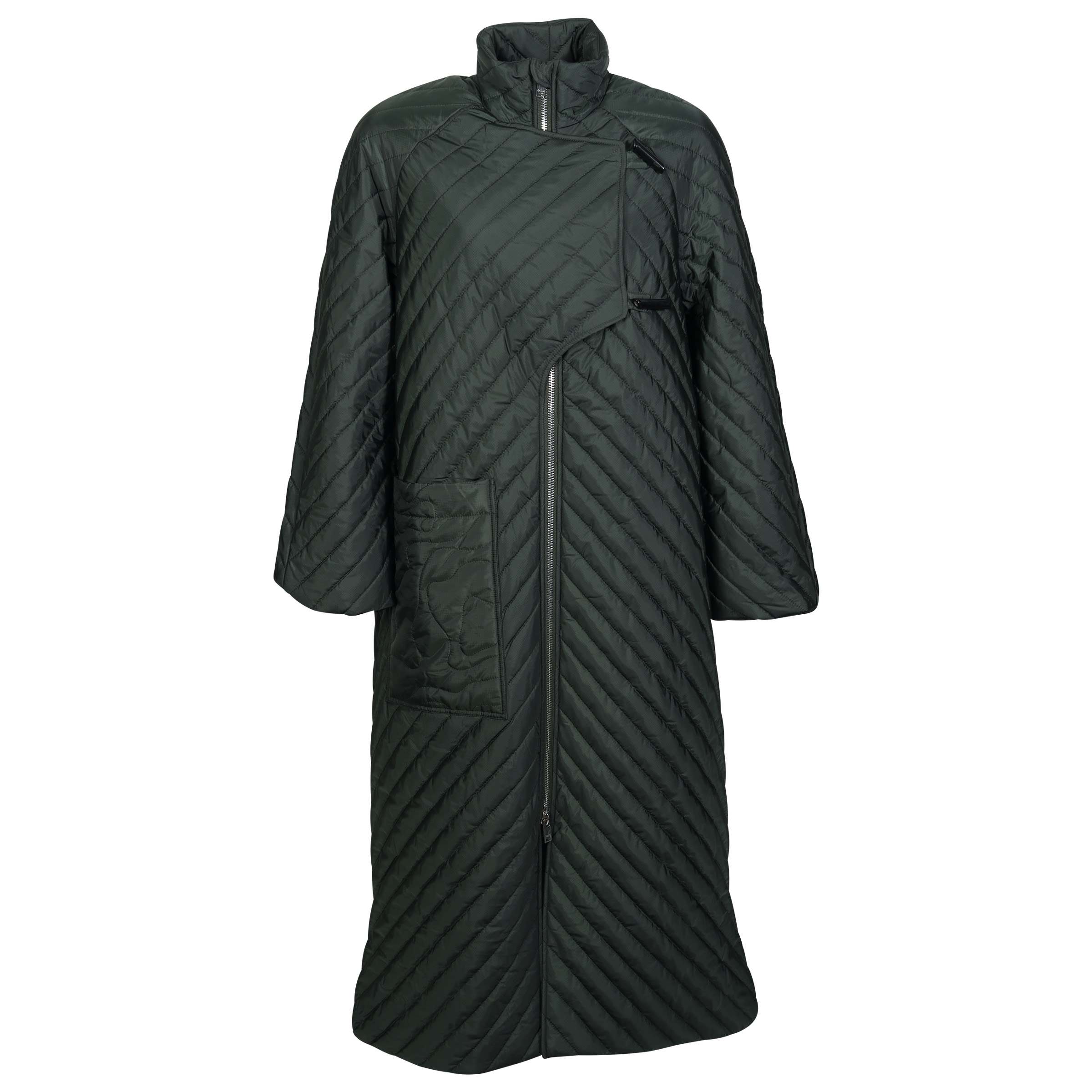 Ganni Recycled Ripstop Quilt Coat in Dark Green