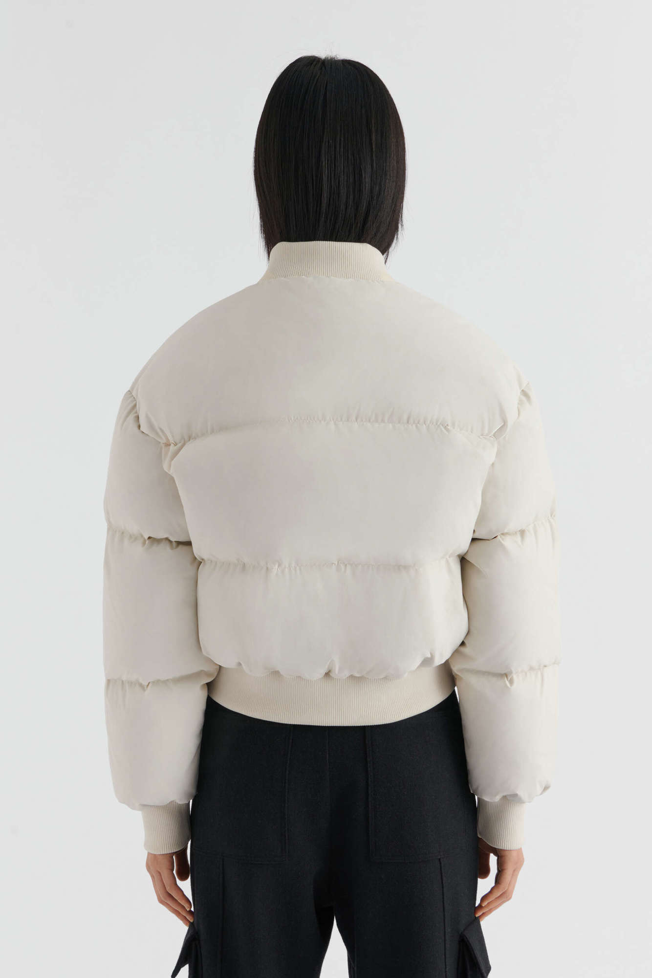 AXEL ARIGATO Zoe Down Bomber Jacket in Light Beige S