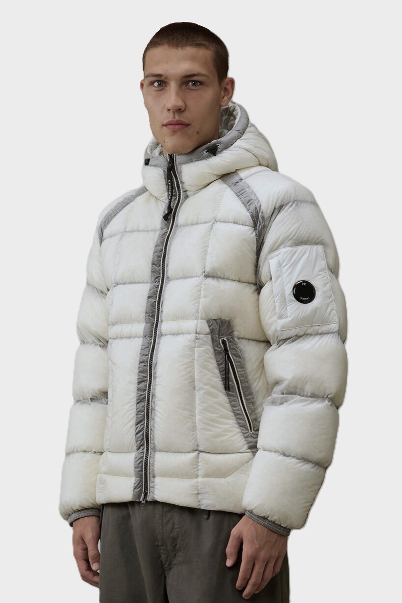 C.P. COMPANY D.D. Shell Hodded Down Jacket in Gauze White