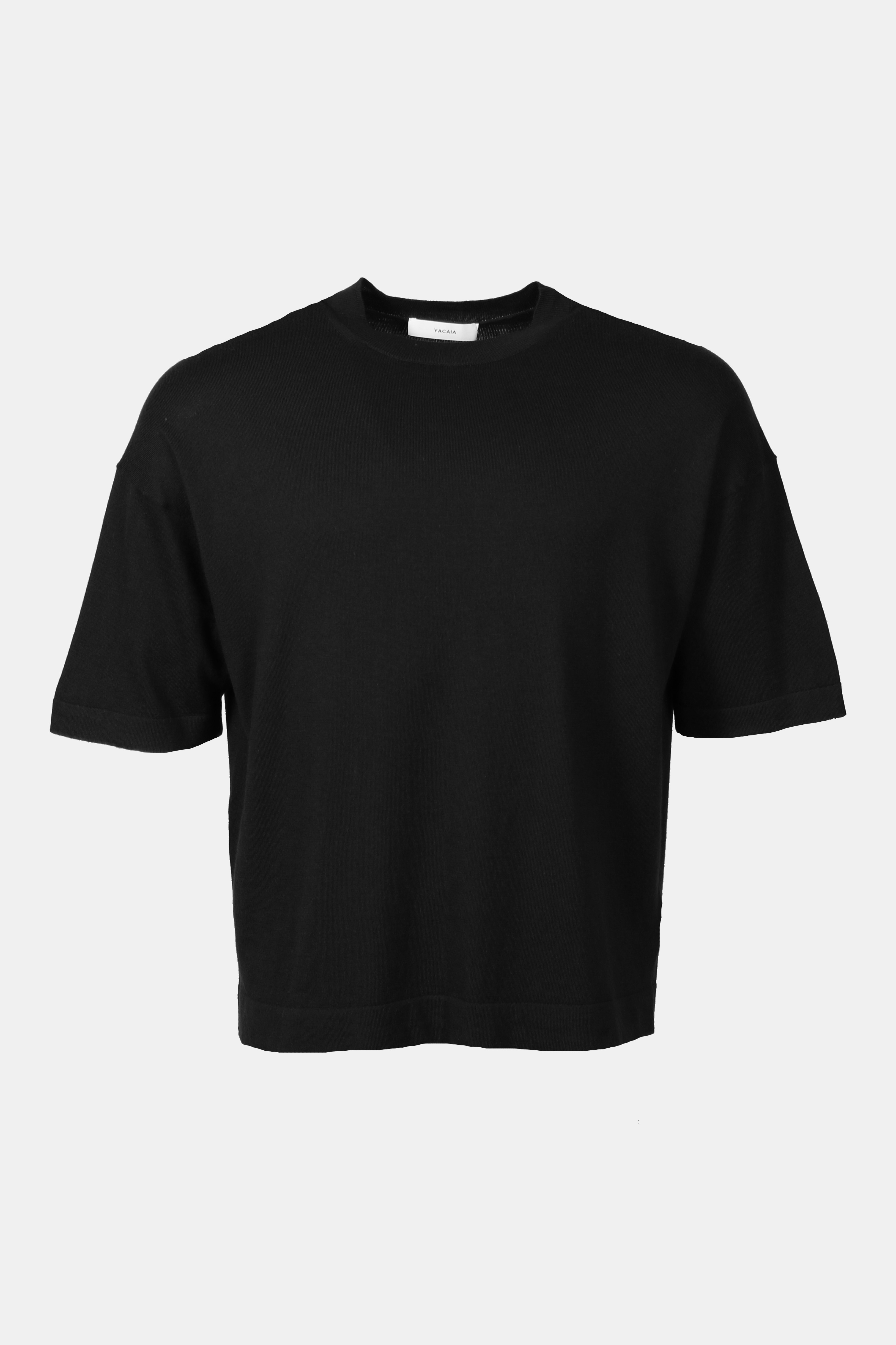 YACAIA Cotton/Cashmere T-Shirt in Black