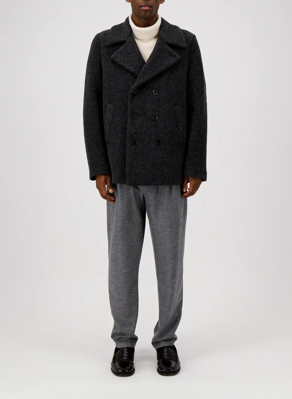 HARRIS WHARF Bouclé Peacoat in Anthracite