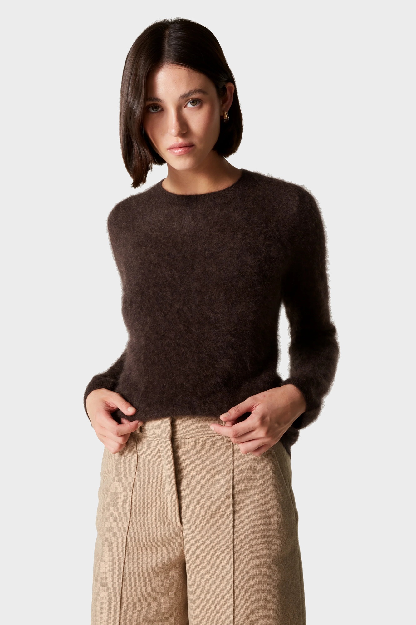 ABSOLUT CASHMERE Brushed Cashmere Sweater in Brown