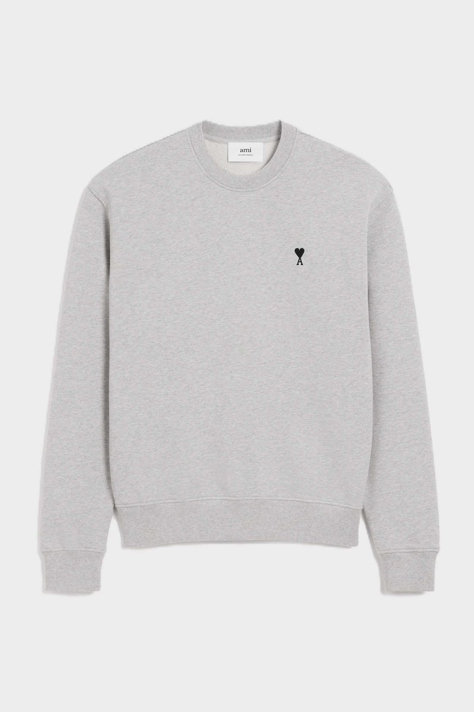 AMI PARIS de Coeur Sweatshirt in Heather Ash Grey/Black AMI PARIS de Coeur Sweatshirt in Heather Ash Grey/Black